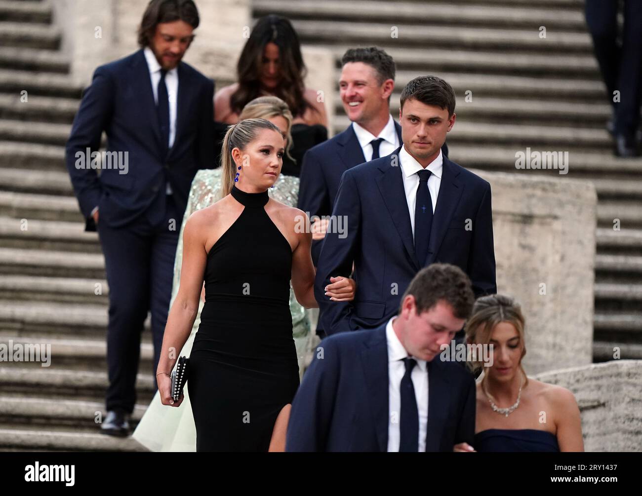 Team Europe's Ludvig Aberg and his partner Olivia Peet at the Spanish