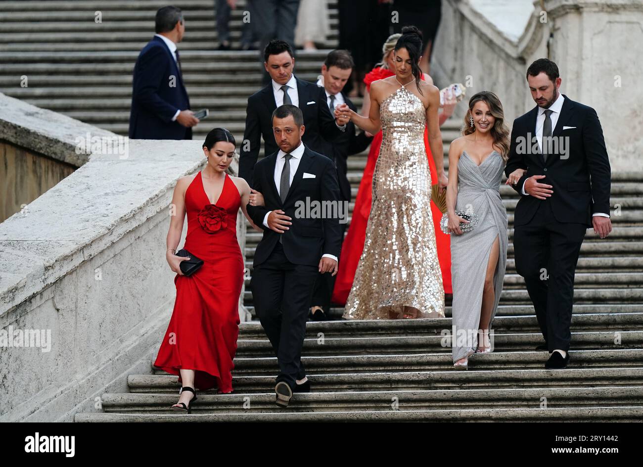 USA's Xander Schauffele and his wife Maya (left) with Patrick Cantlay ...