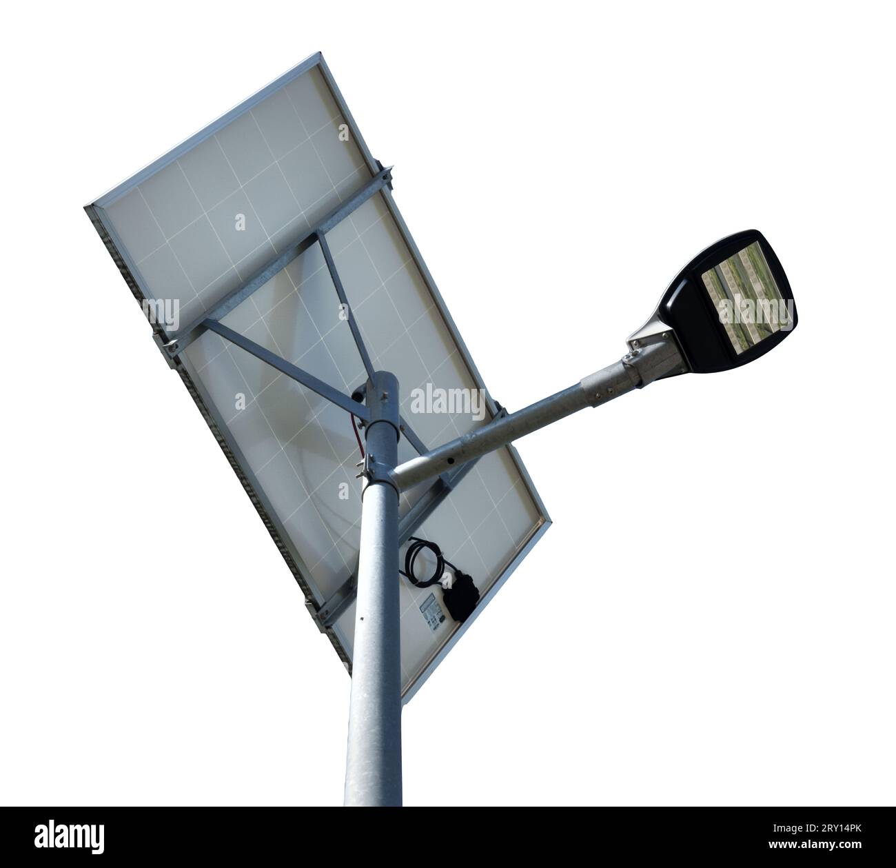 a led street lamp powered with a solar panel isolated a transparent background Stock Photo