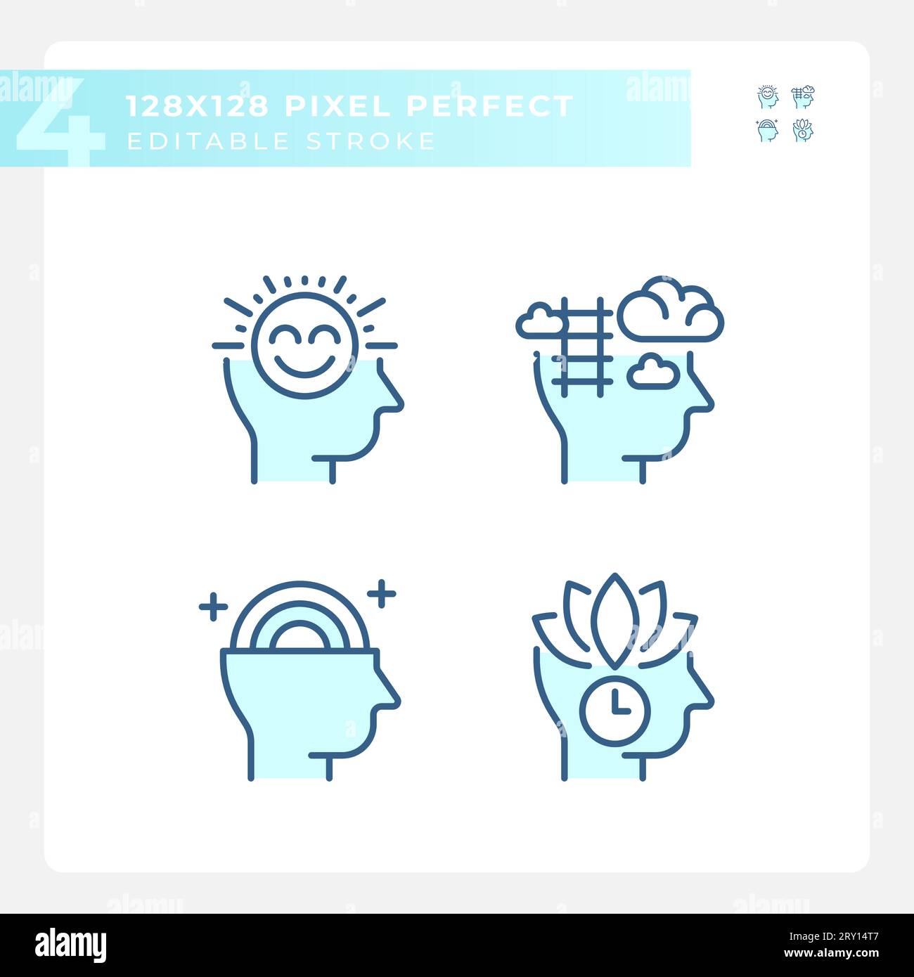 Editable pixel perfect soft skills icons pack Stock Vector