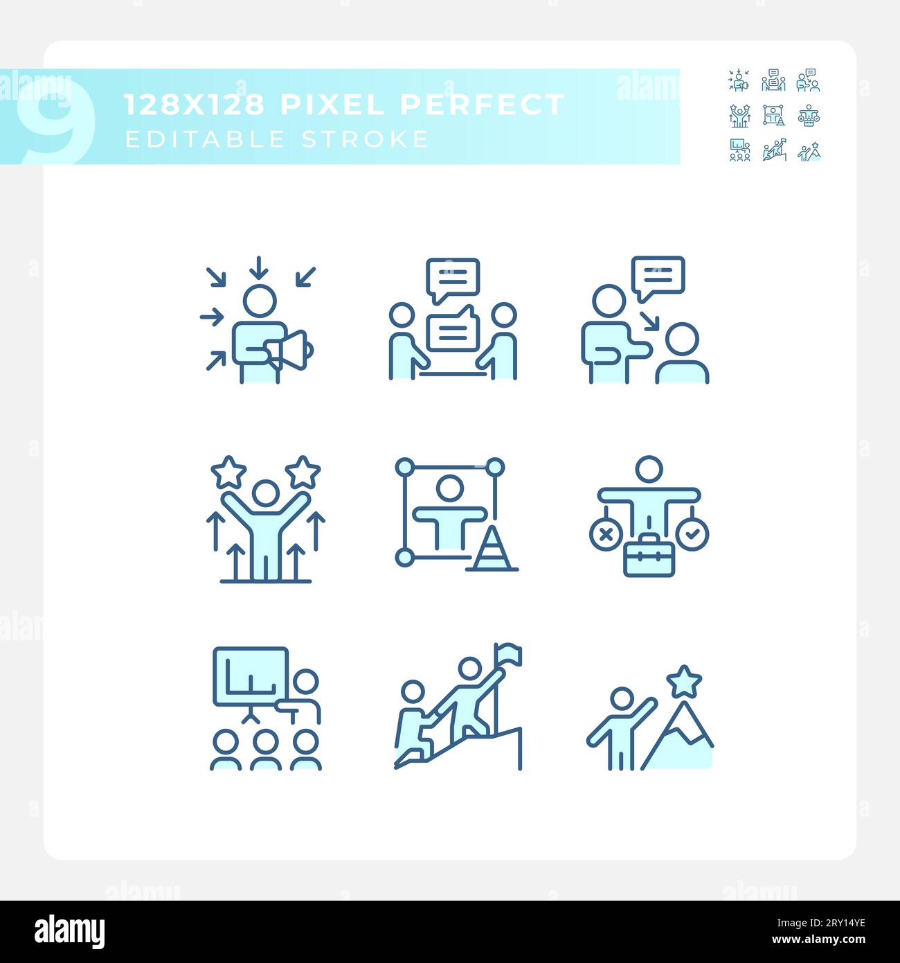 Editable pixel perfect blue soft skills icons collection Stock Vector ...