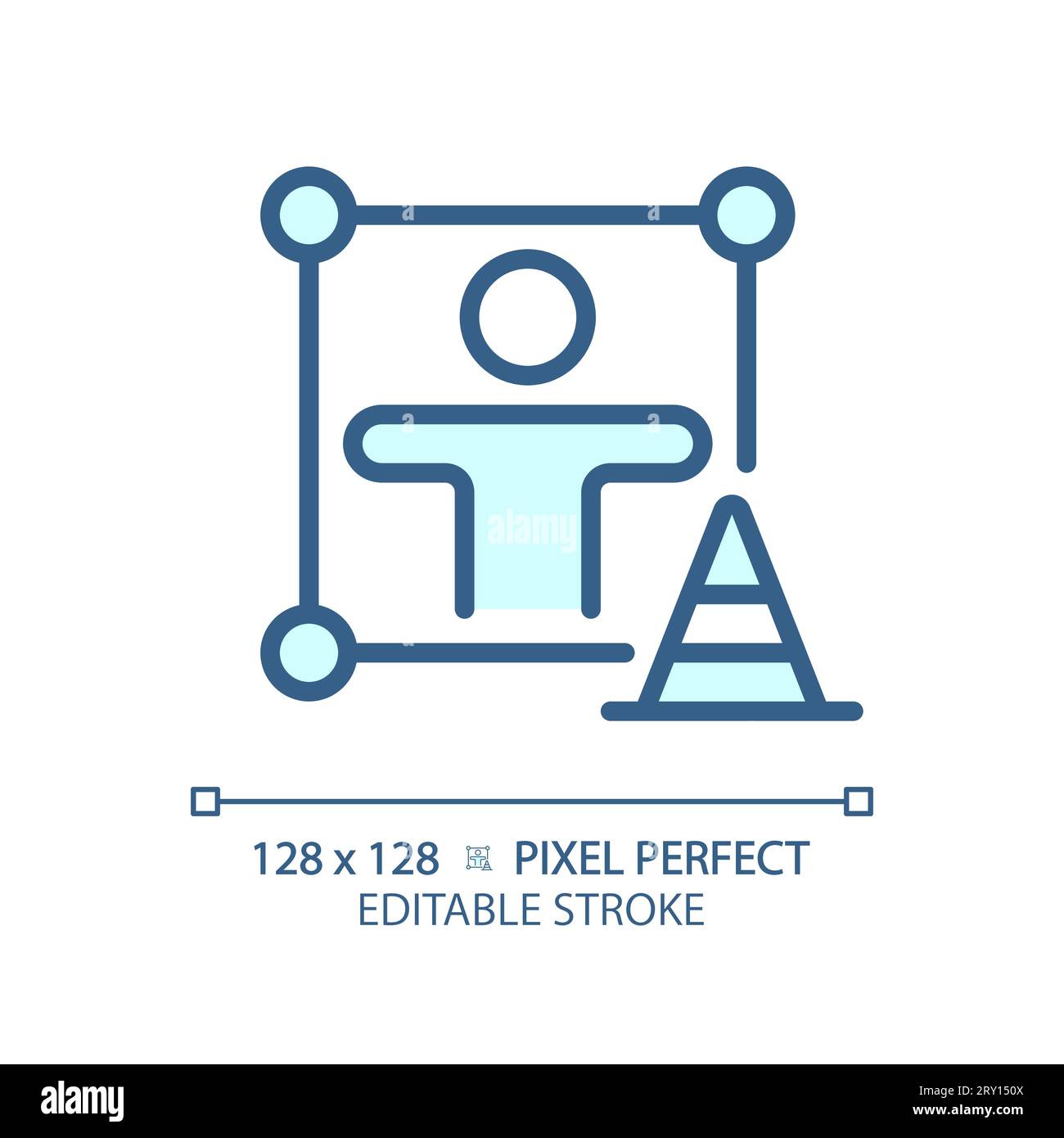 2D customizable thin linear blue accountability icon Stock Vector