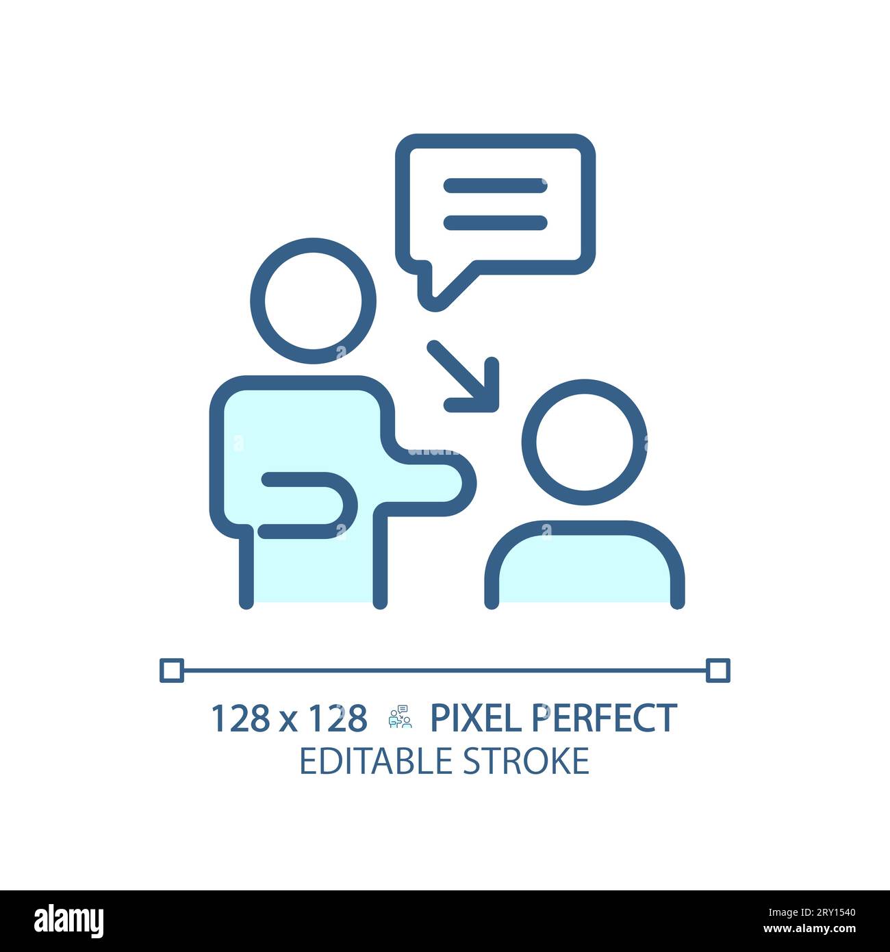 2D customizable thin linear blue coaching icon Stock Vector