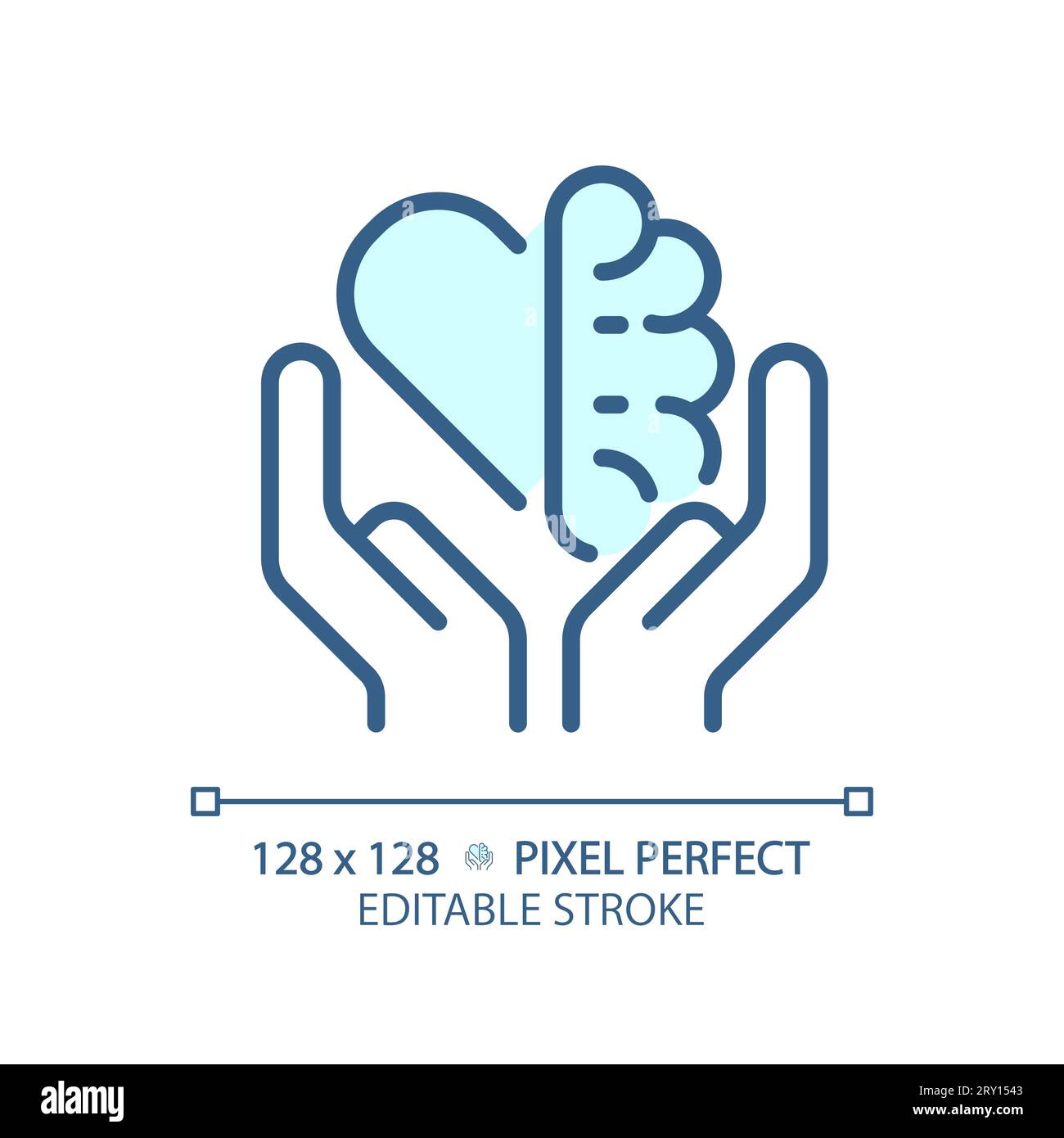 2D thin linear blue emotion and logic balance icon Stock Vector