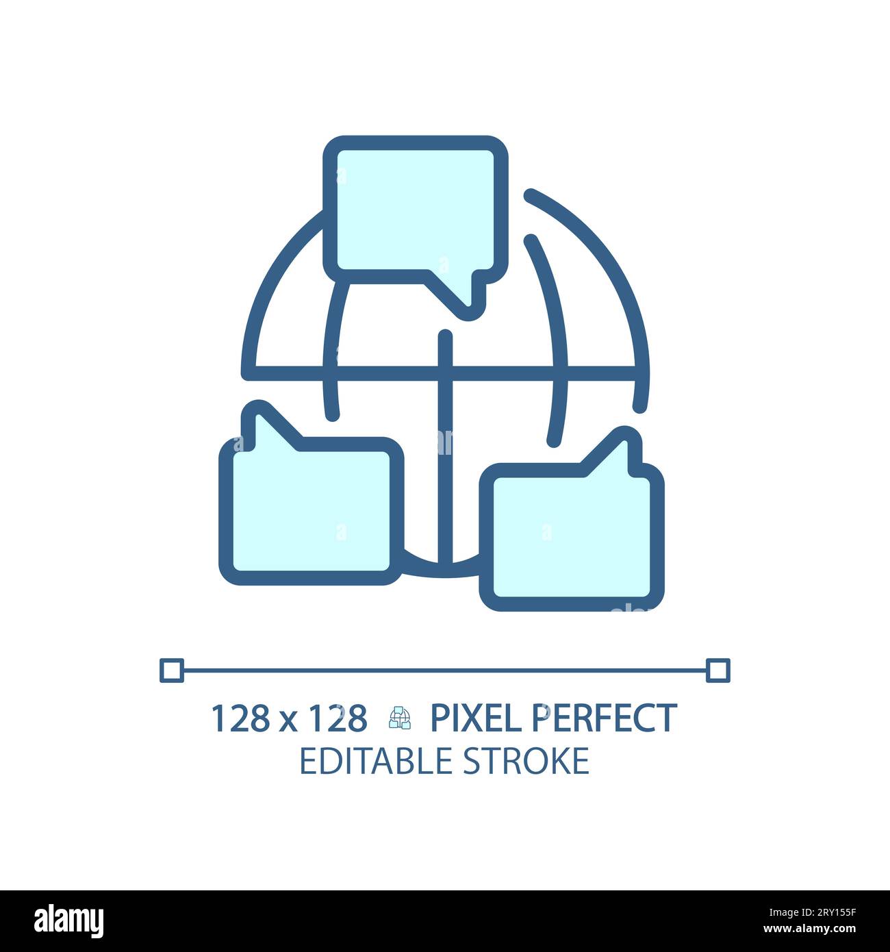 2D customizable thin linear blue collaboration icon Stock Vector
