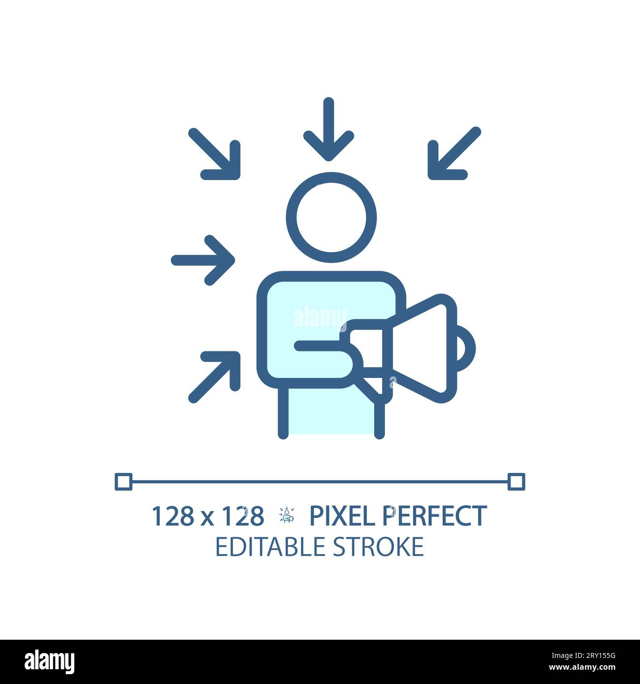 2D customizable thin linear blue promotion icon Stock Vector