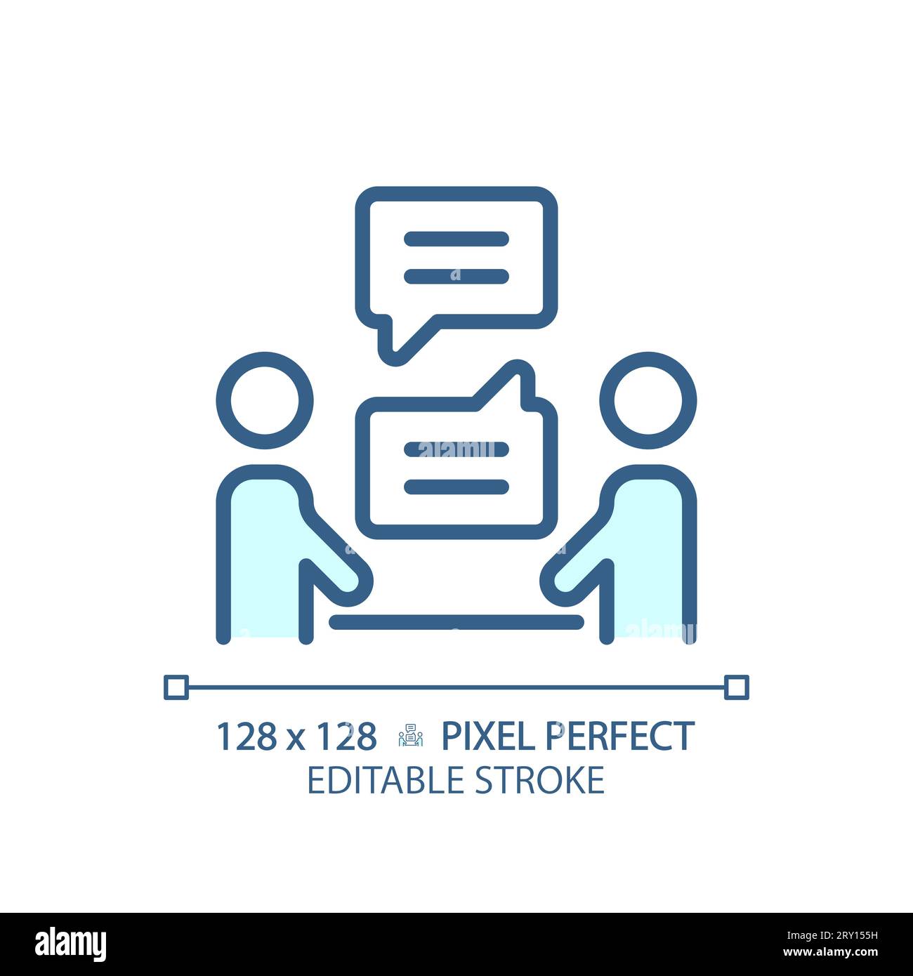 2D customizable thin linear blue communication icon Stock Vector
