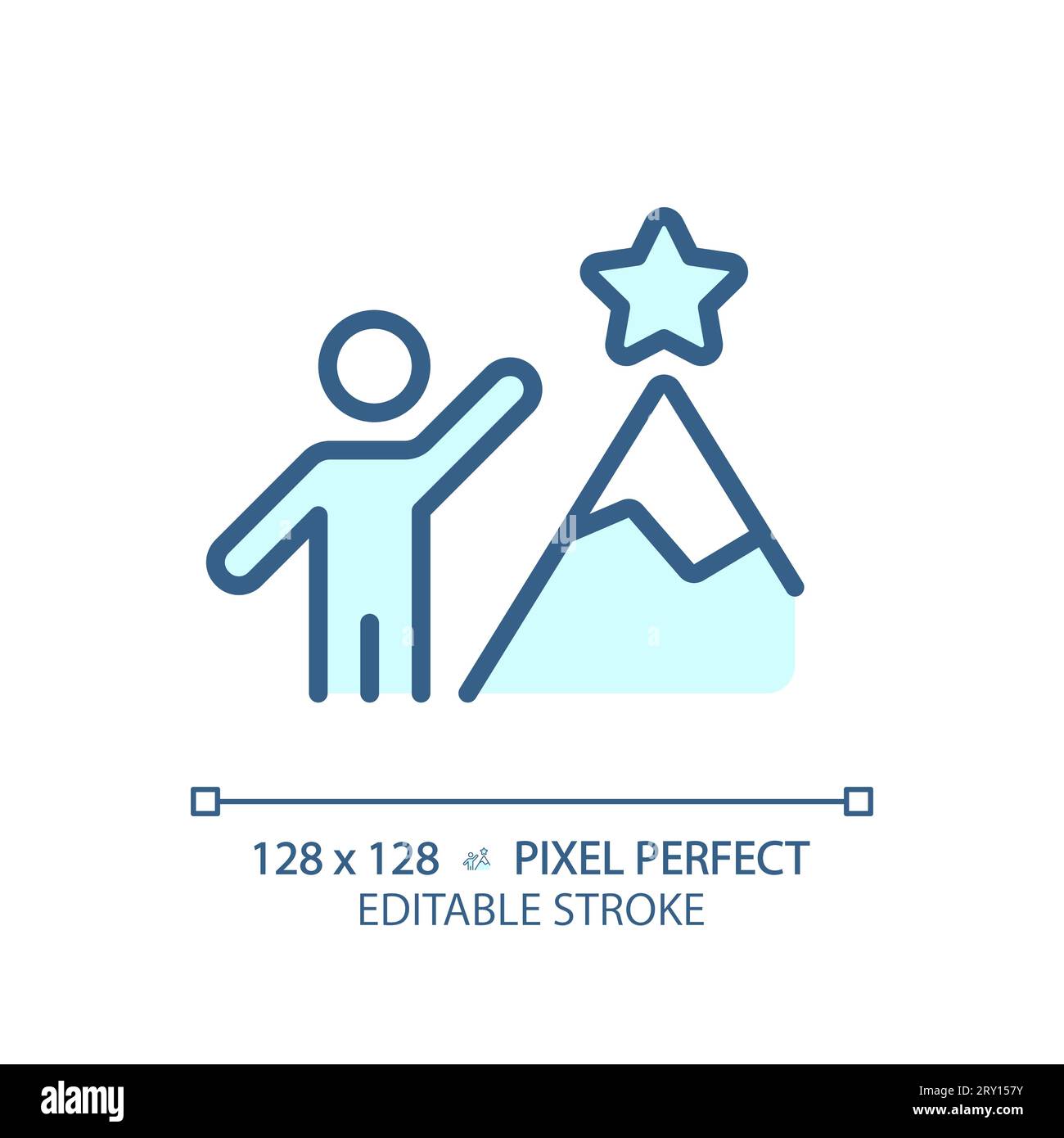 2D customizable thin linear blue perseverance icon Stock Vector