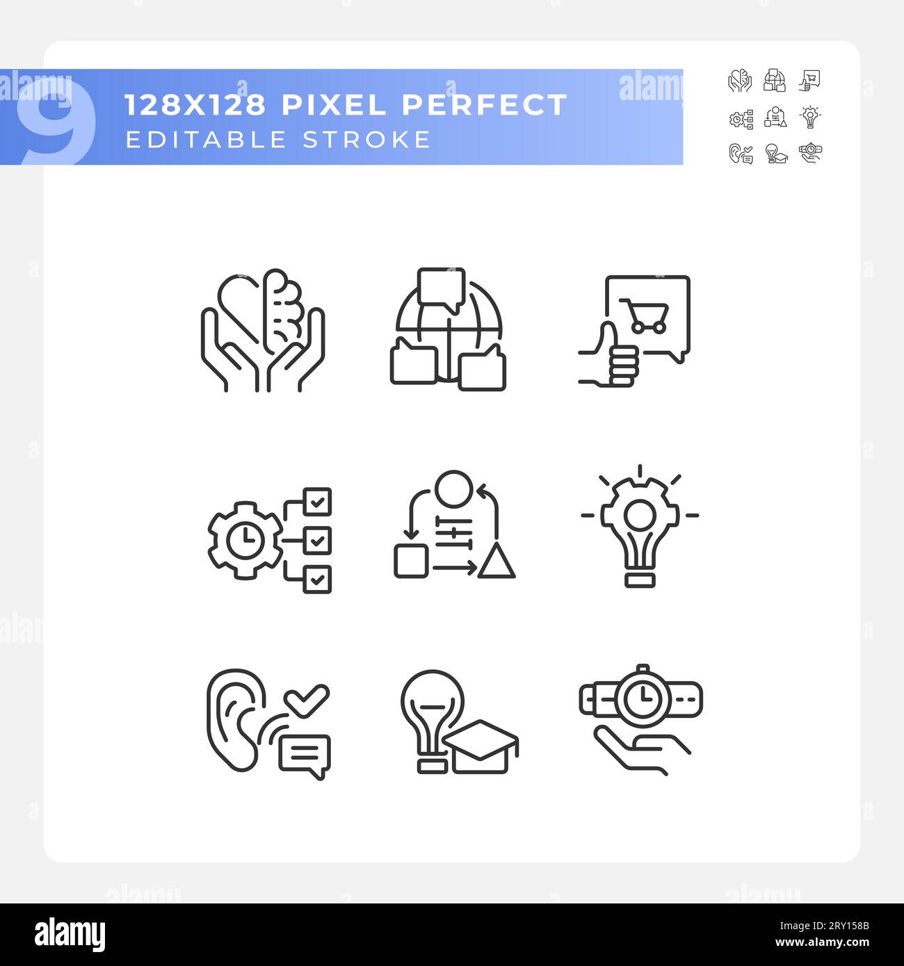 Pack of editable pixel perfect black soft skills icons Stock Vector ...