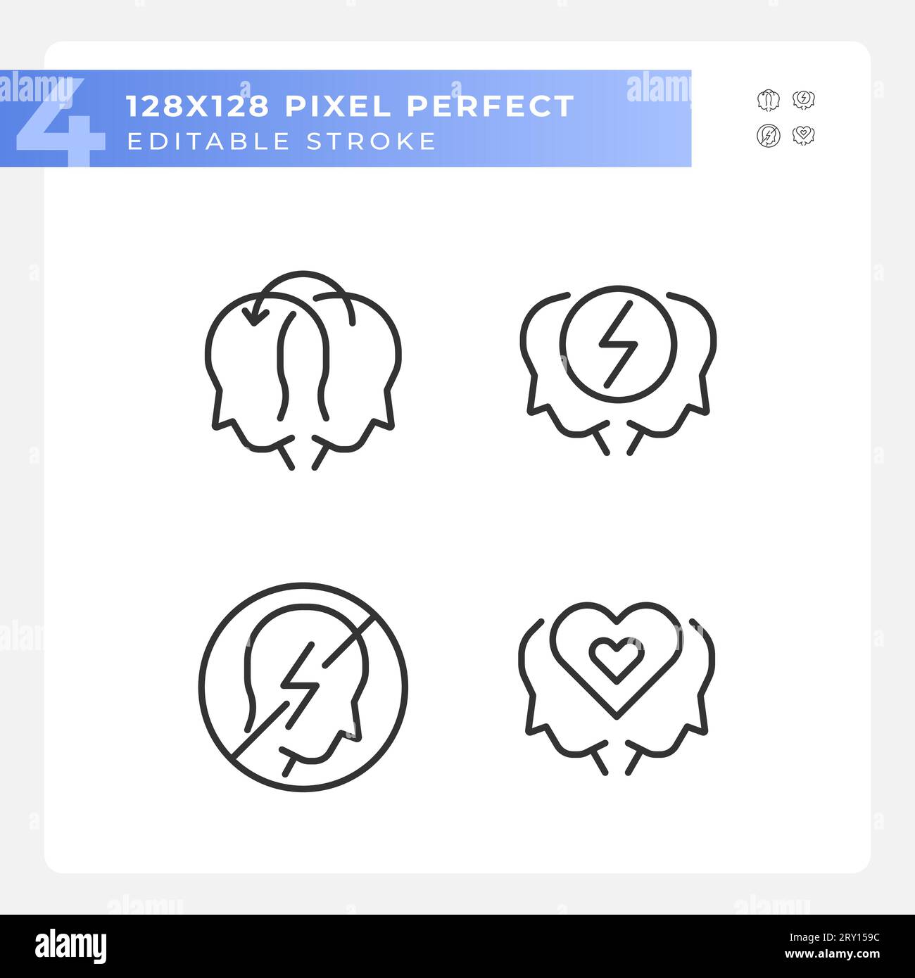 Editable pixel perfect soft skills black icons set Stock Vector