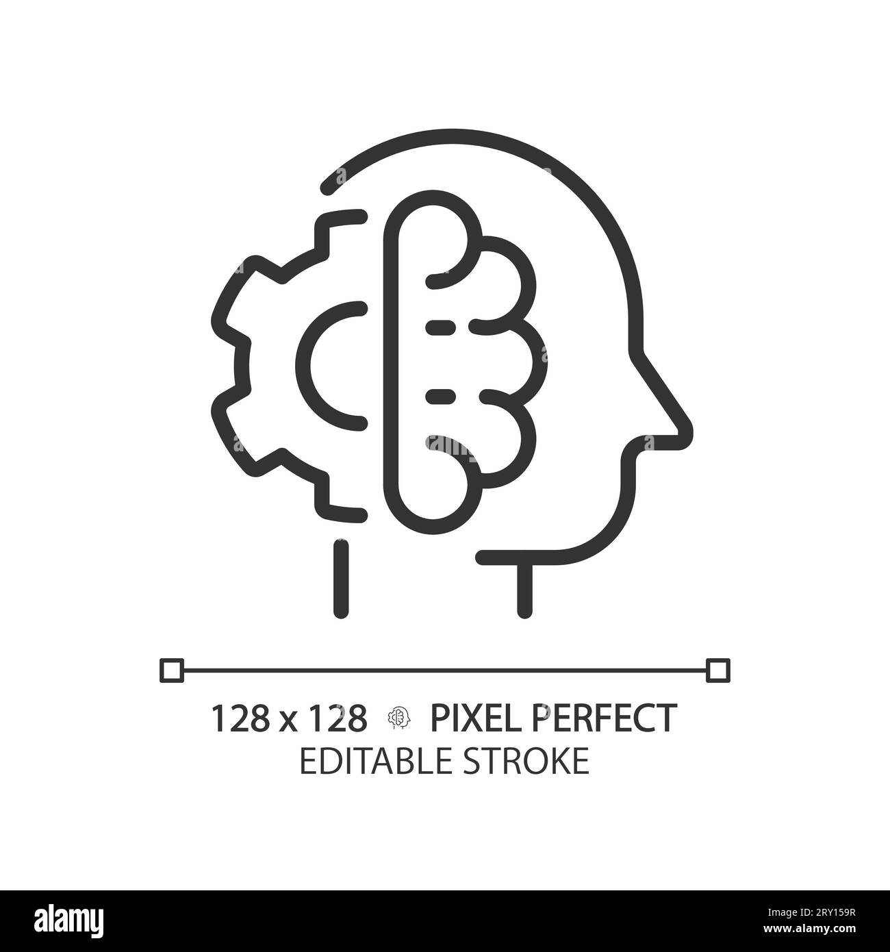 2D customizable thin linear black high IQ icon Stock Vector