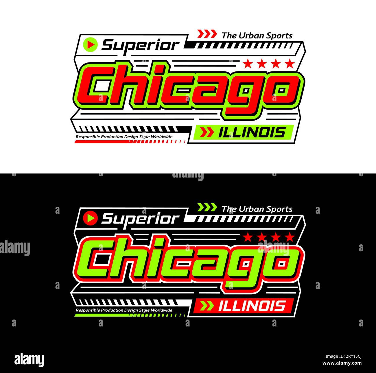 Chicago urban modern sports automotive typeface, typography, for t-shirt, posters, labels, etc. Stock Vector