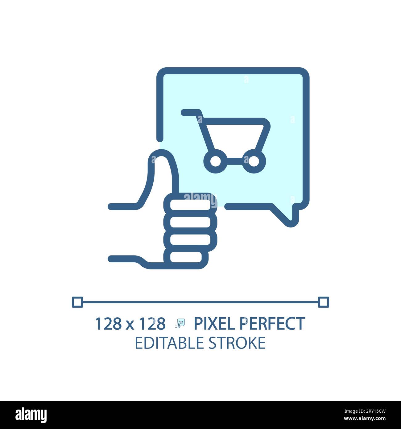 2D customizable thin linear blue purchase decision icon Stock Vector