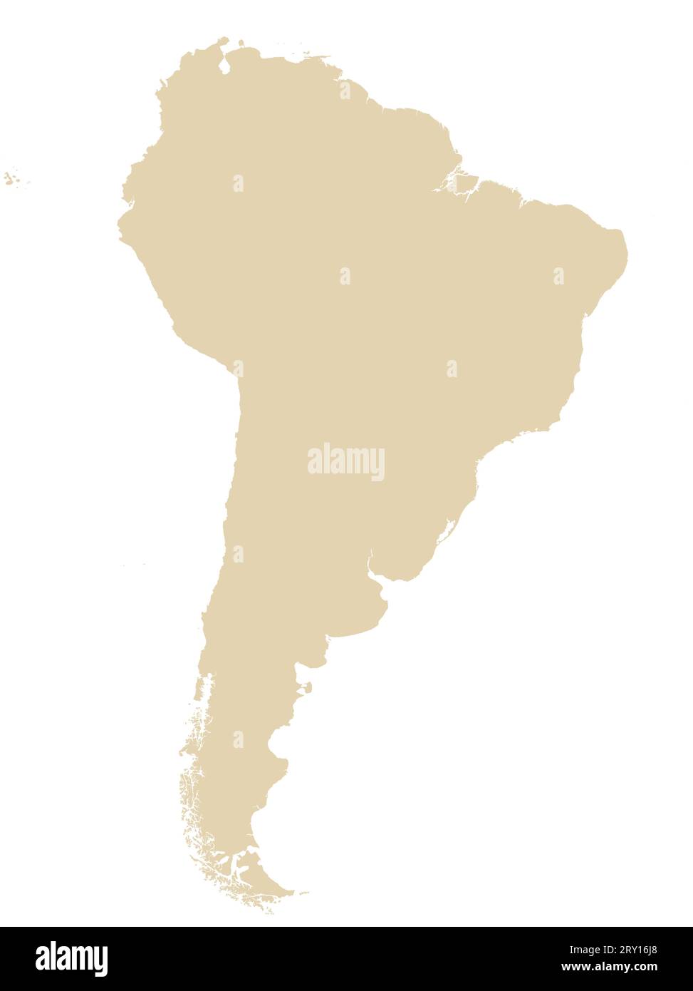 BEIGE CMYK color map of SOUTH AMERICA Stock Vector