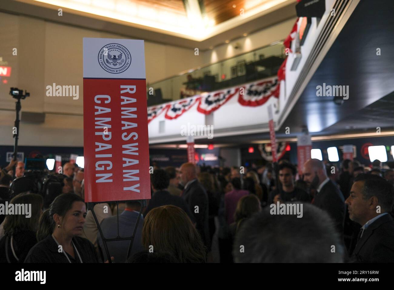 The spin room at the Ronald Reagan Presidential Library after the