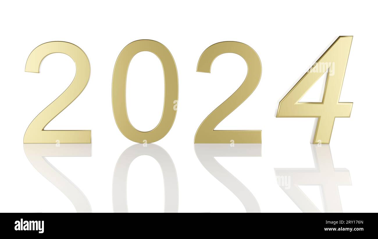 3D illustration. New Year 2024. New Year, 2024 in numbers to celebrate