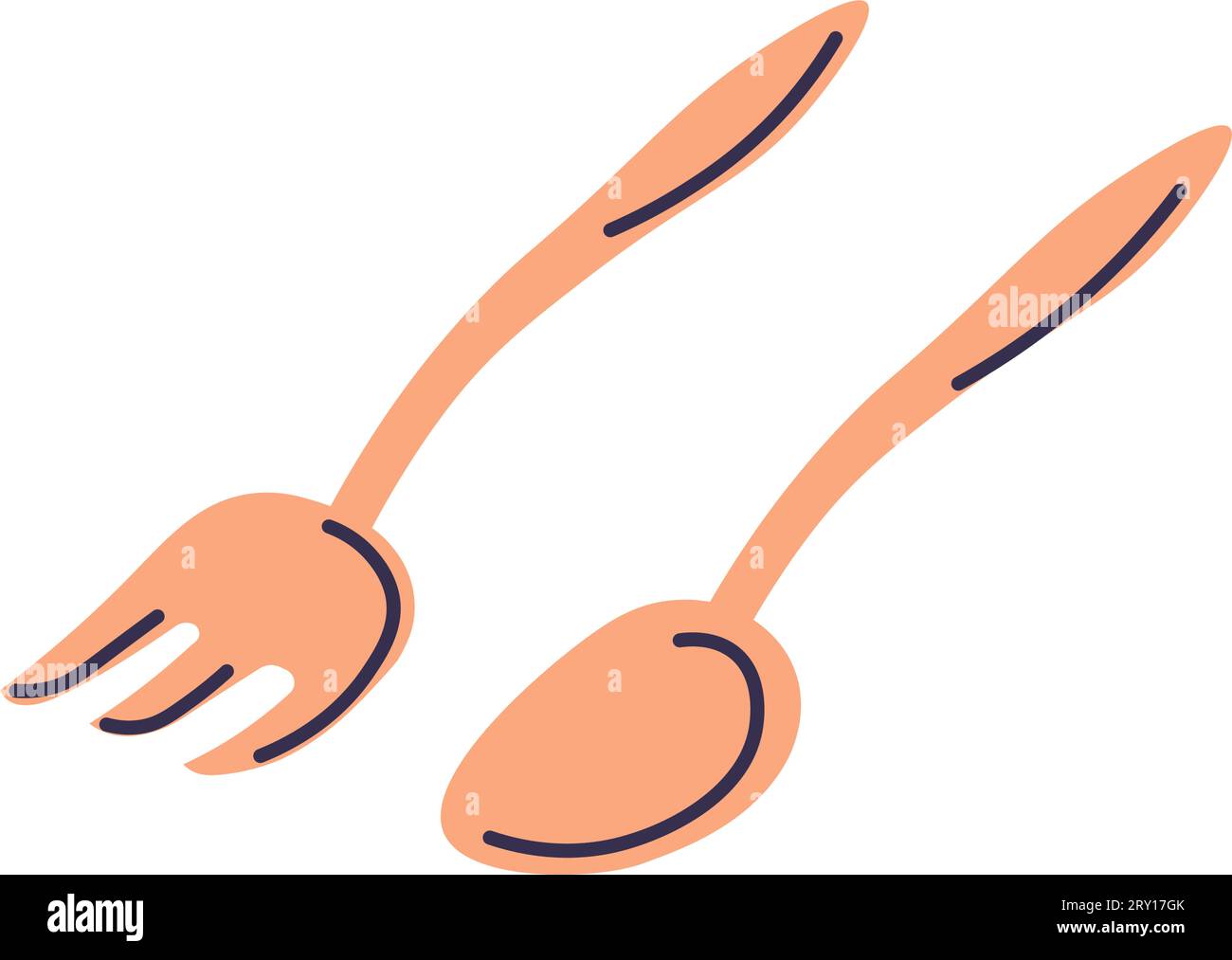 Kitchenware and cutlery, fork and spoon for trips Stock Vector