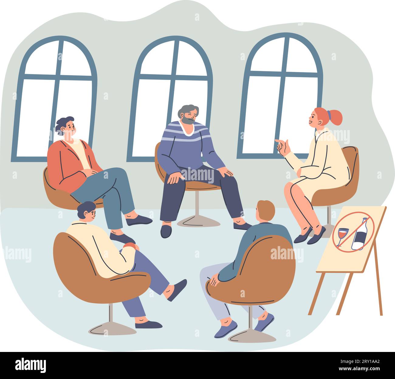 Anonymous alcoholic clubs at meeting with people Stock Vector