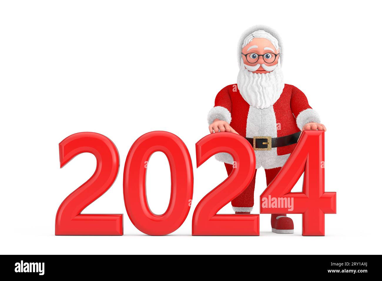 Cartoon Cheerful Santa Claus Granpa With Red 2024 New Year Sign On A   Cartoon Cheerful Santa Claus Granpa With Red 2024 New Year Sign On A White Background 3d Rendering 2RY1AXJ 