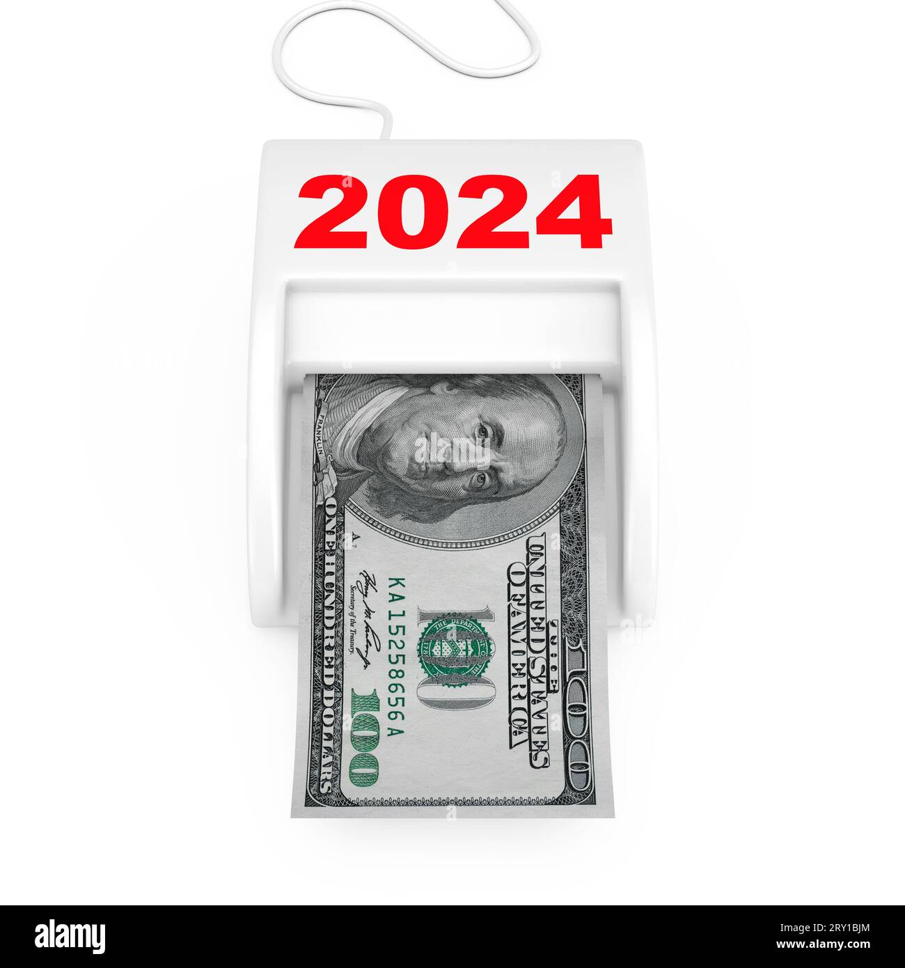 Make Money in 2024 New Year Concept. Money Maker 2024 New Year Machine