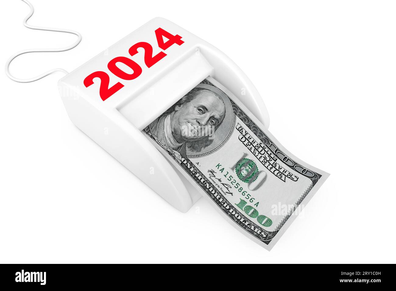 Make Money in 2024 New Year Concept. Money Maker 2024 New Year Machine