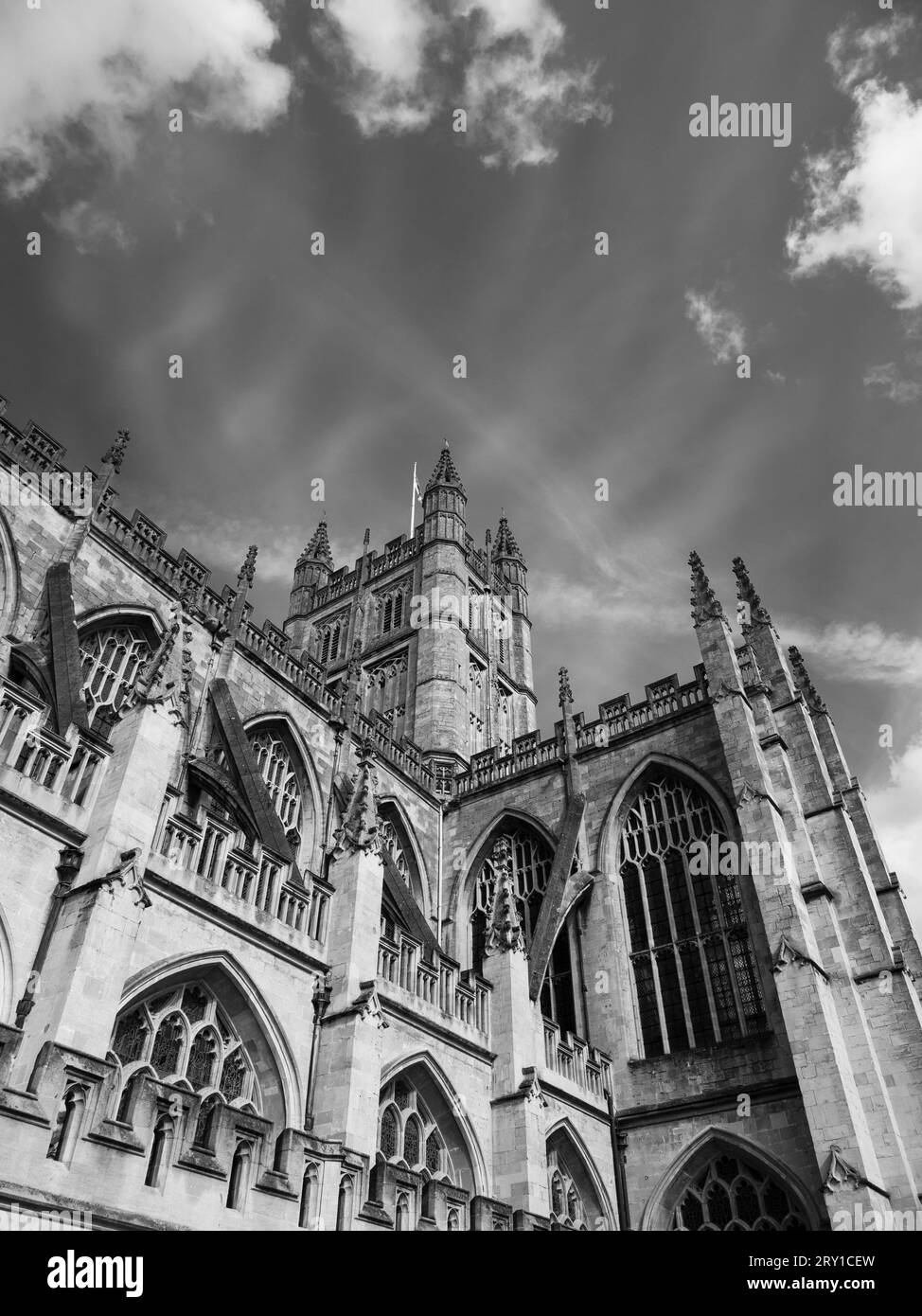Black and White Landscape, Bath Abbey, Bath, Somerset, England, UK, GB