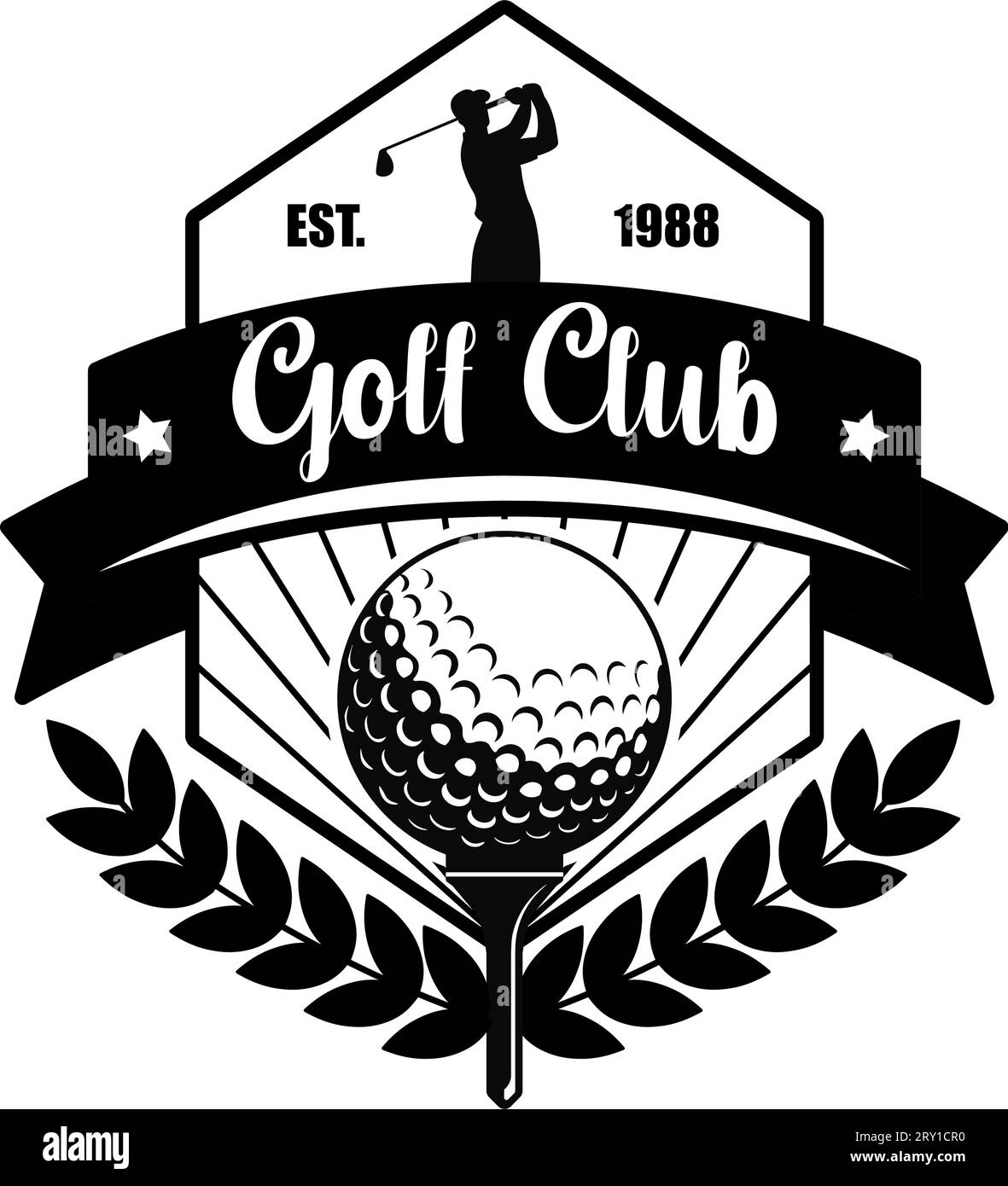 Golf club, membership logotype with player vector Stock Vector Image