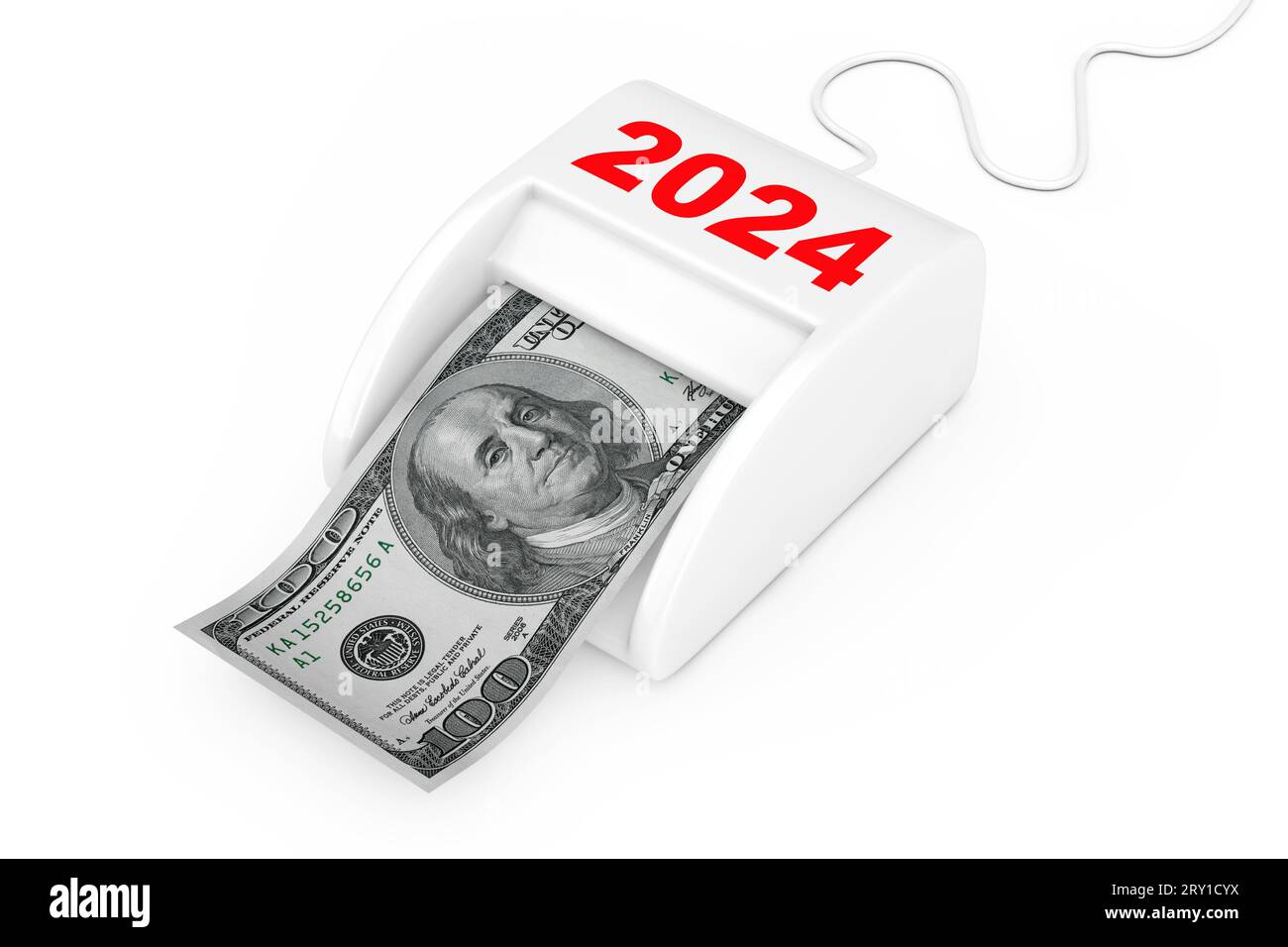 Make Money in 2024 New Year Concept. Money Maker 2024 New Year Machine