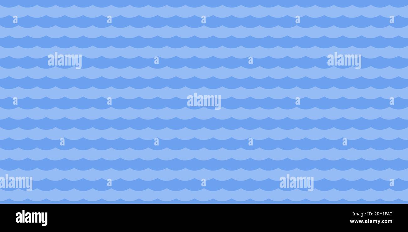Vector blue wave background. Simple sea waves seamless pattern. Textile ...