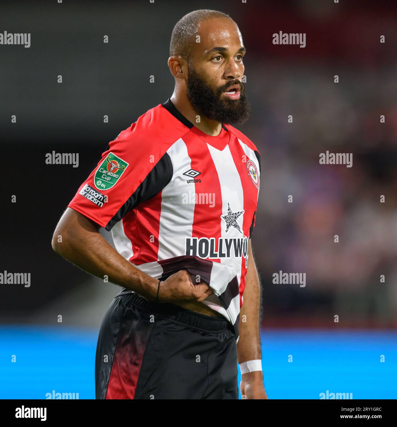 27 Sep 2023 - Brentford v Arsenal - EFL Cup - Gtech Community Stadium  Brentford's Bryan Mbeumo during the match against Arsenal.   Picture : Mark Pain / Alamy Live News Stock Photo