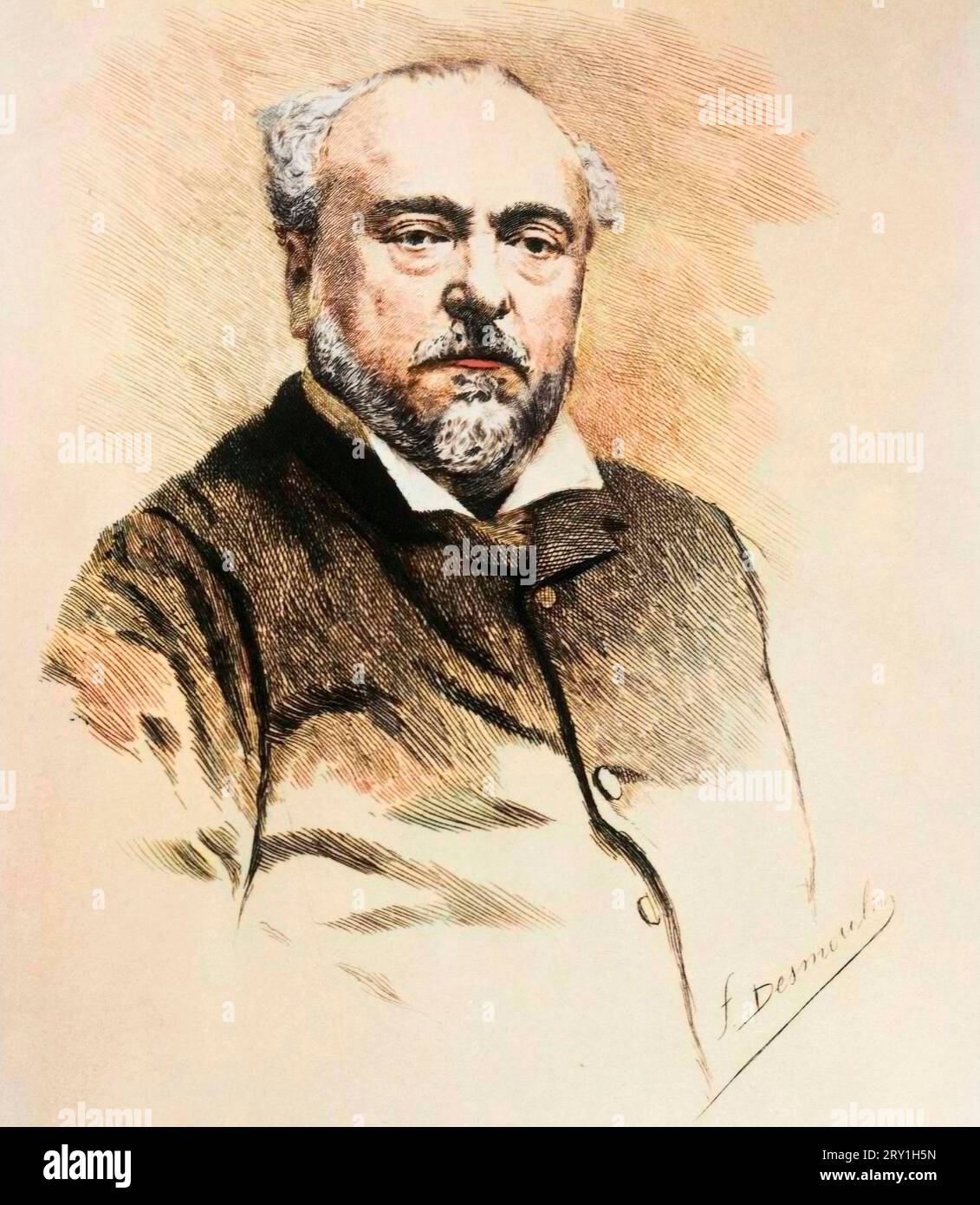 Portrait of Emmanuel Chabrier (1841-1894), French composer - after Fernand Desmoulin Stock Photo