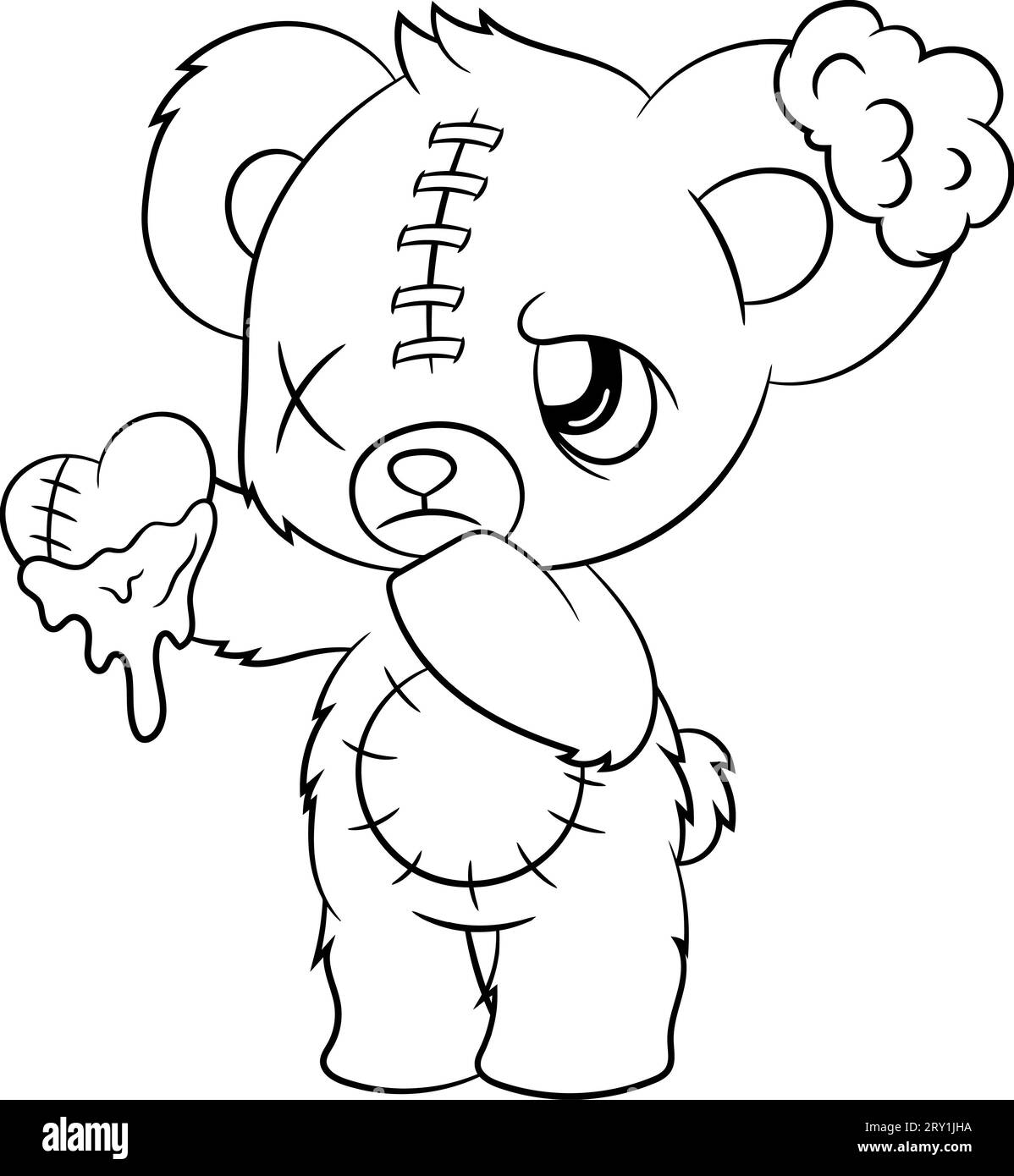 cute Halloween pastel goth coloring page for kids and Adult Stock Photo