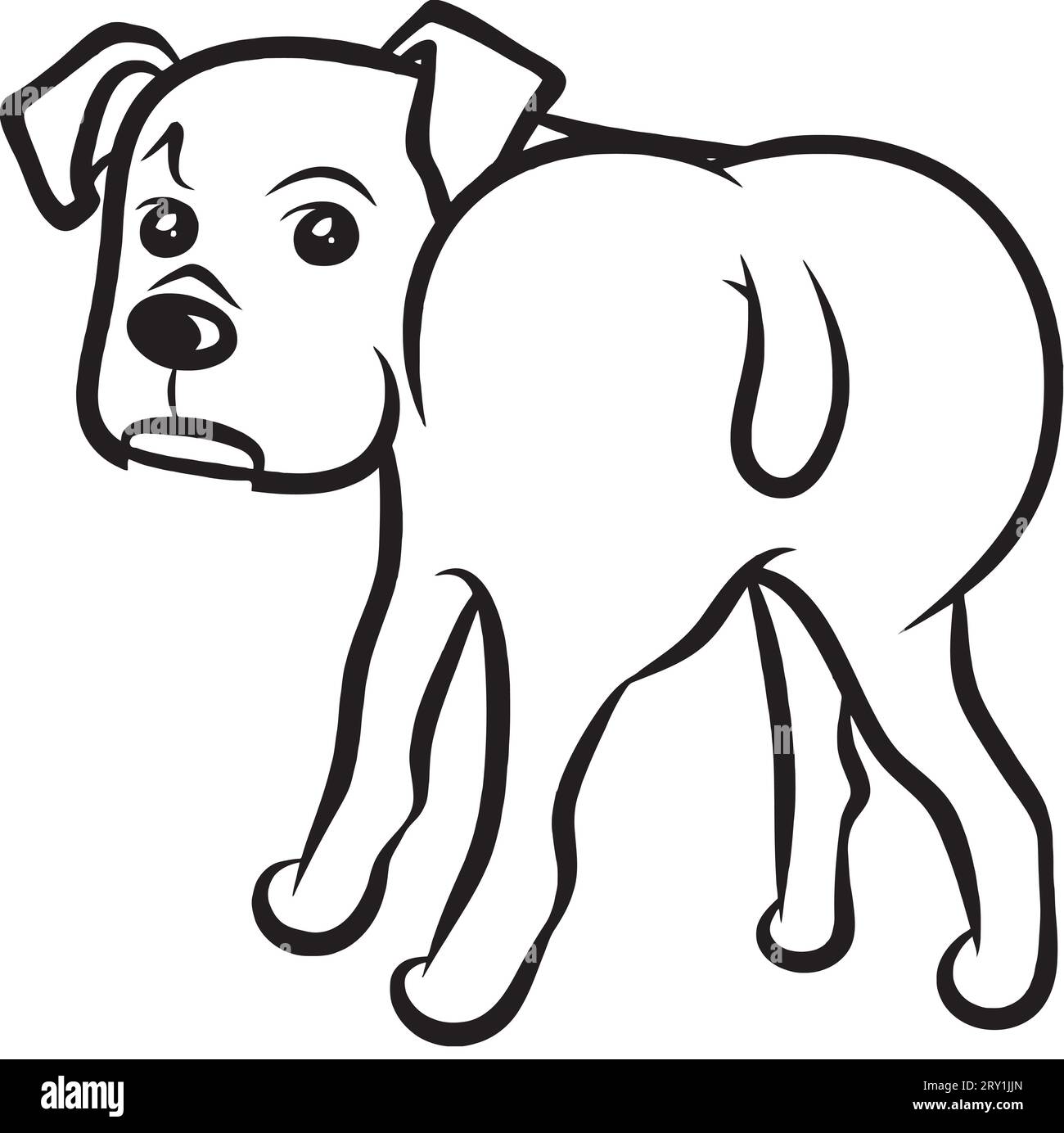 Easy Dog Drawing for Kids Coloring Page