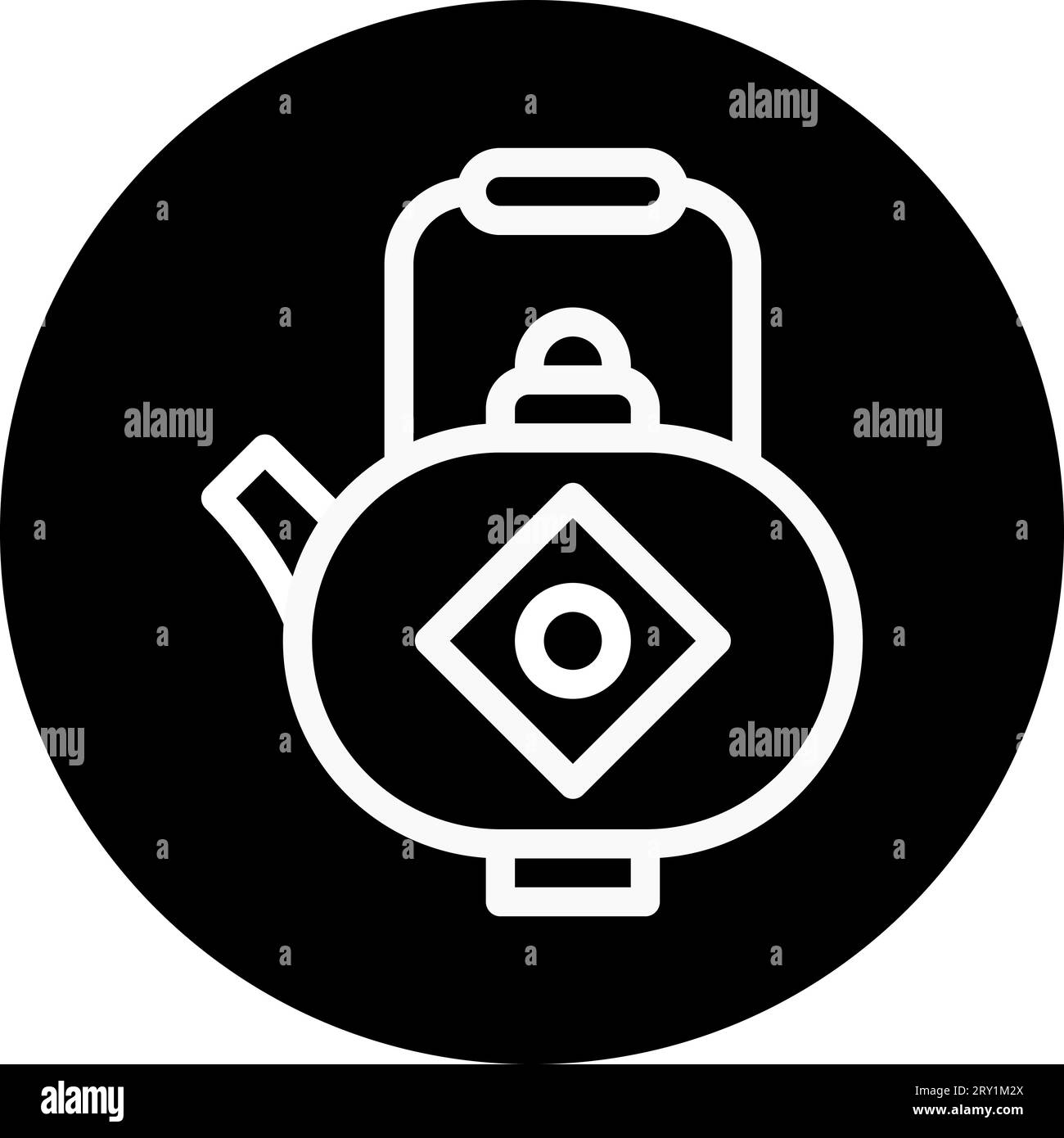 Teapot icon rounded white colour chinese new year vector element and