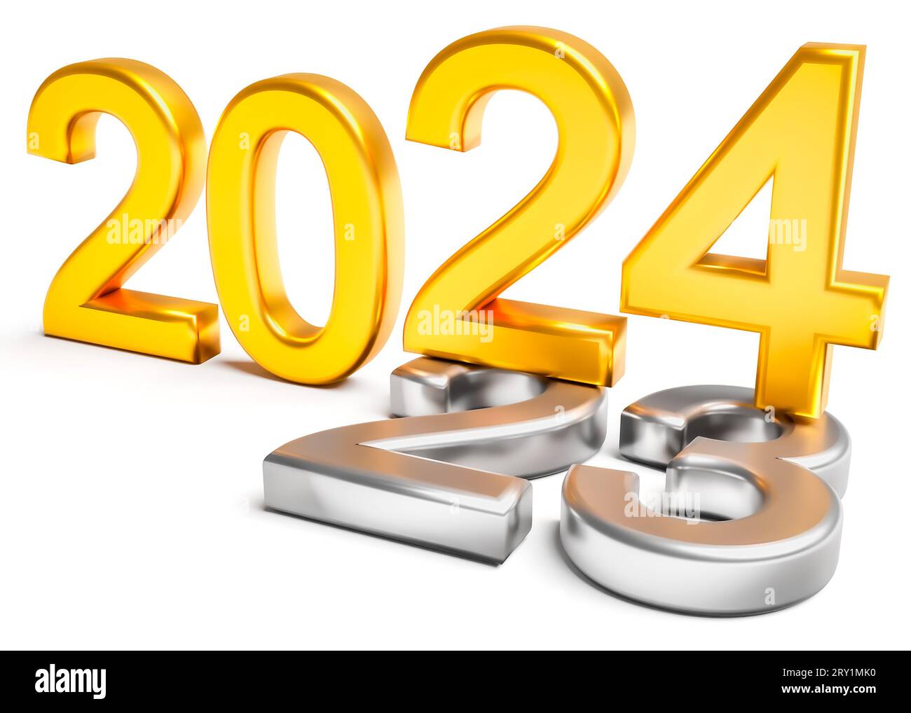 New year 2024 holiday concept. The number 2024 lies at 2023. 3d