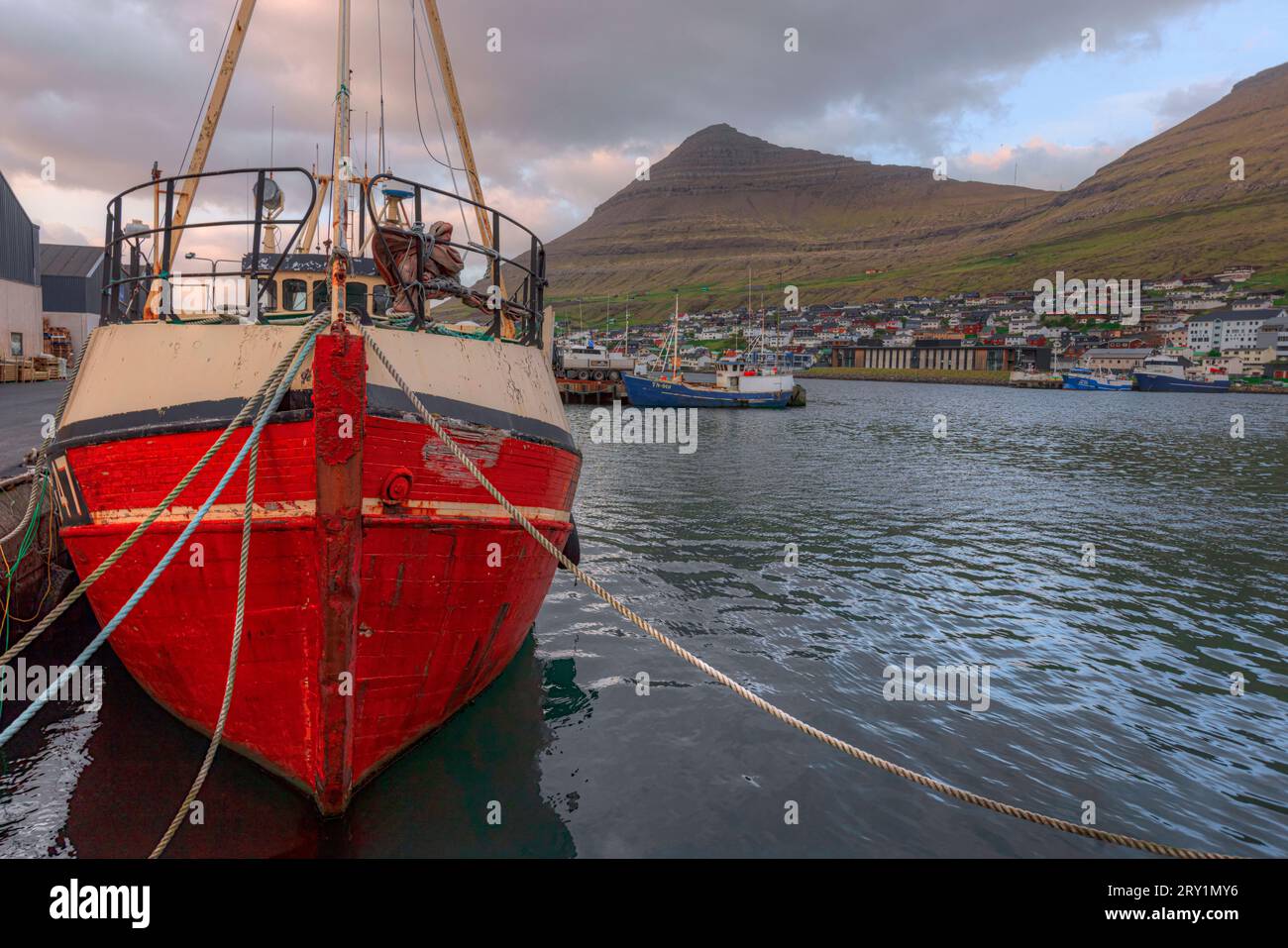 The Harbour of Klaksvik, Faroe Islands Stock Photo