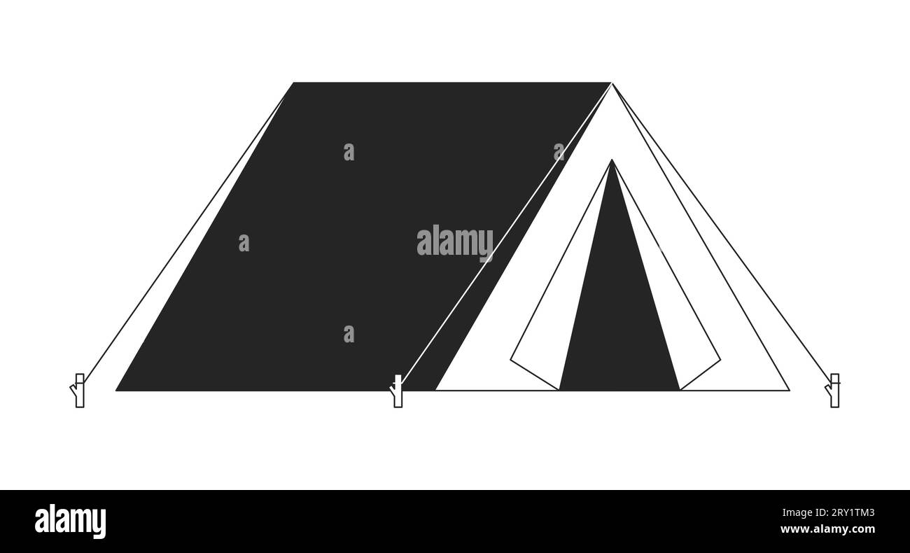 Camping tent black and white 2D line cartoon object Stock Vector Image