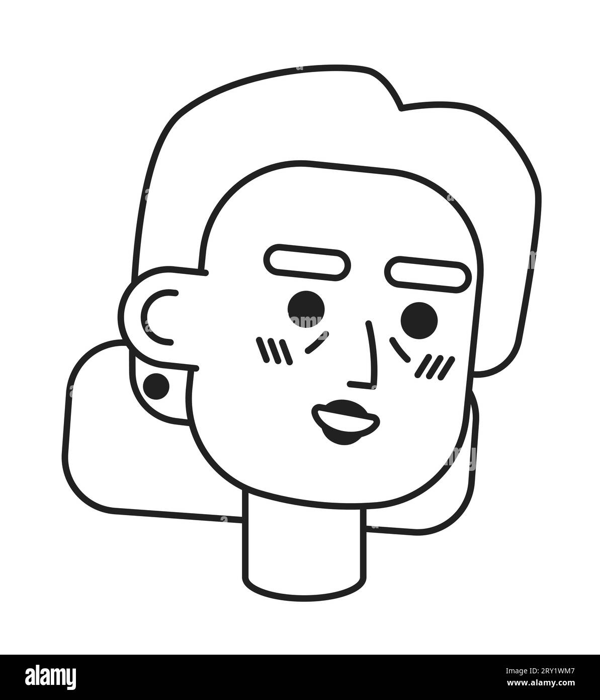 Grandma caucasian black and white 2D vector avatar illustration Stock Vector