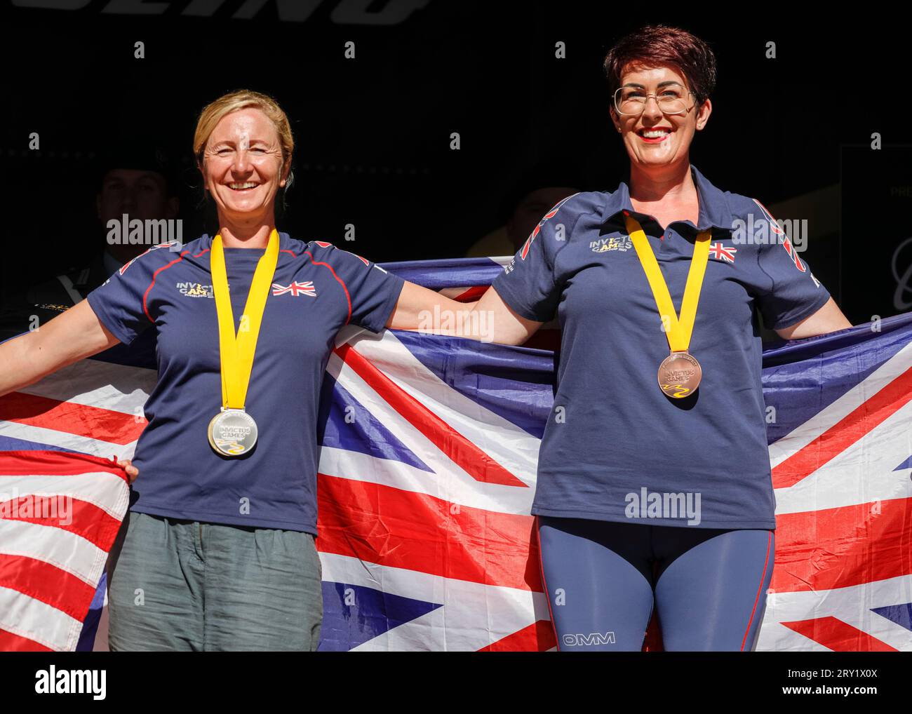 British swimming medal winners pose with their medals, women's