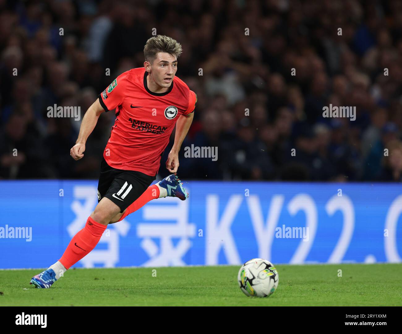 London, England, 27th September 2023. Billy Gilmour of Brighton during the Carabao Cup match at Stamford Bridge, London. Picture credit should read: David Klein / Sportimage Stock Photo