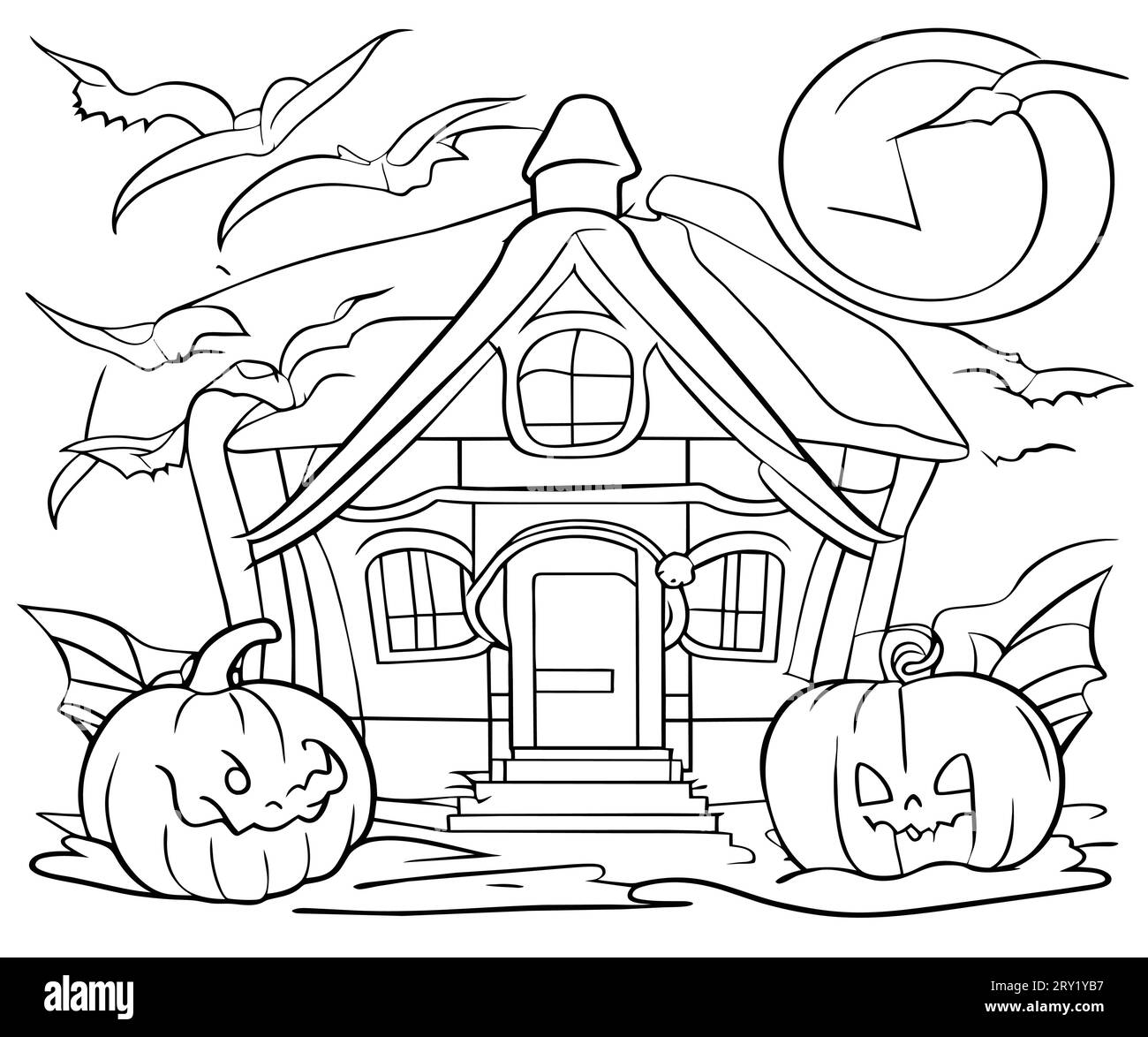 Get This Amazing Spooky House themed Coloring Page Vector Stock Vector halloween-spooky-house-sketch-pumpkin-coloring-page-kids-portal-for