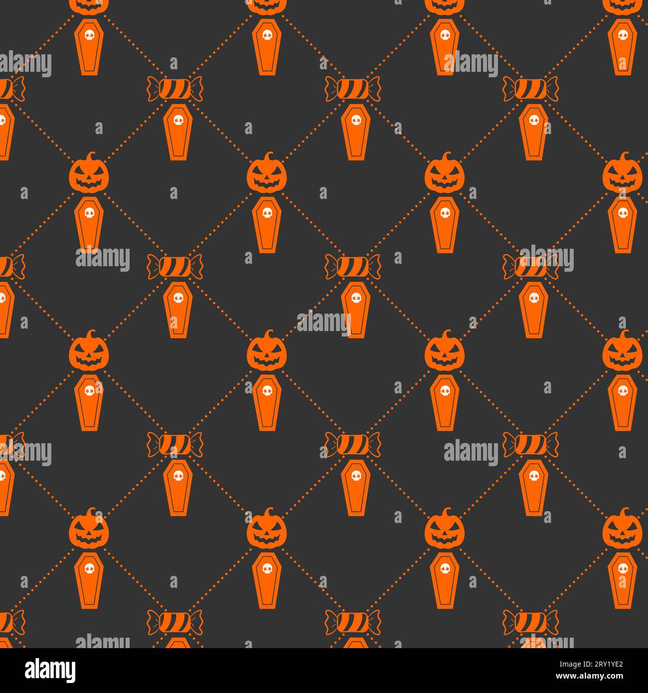 Halloween seamless pattern with halloween candy skull and witch hat Stock Vector