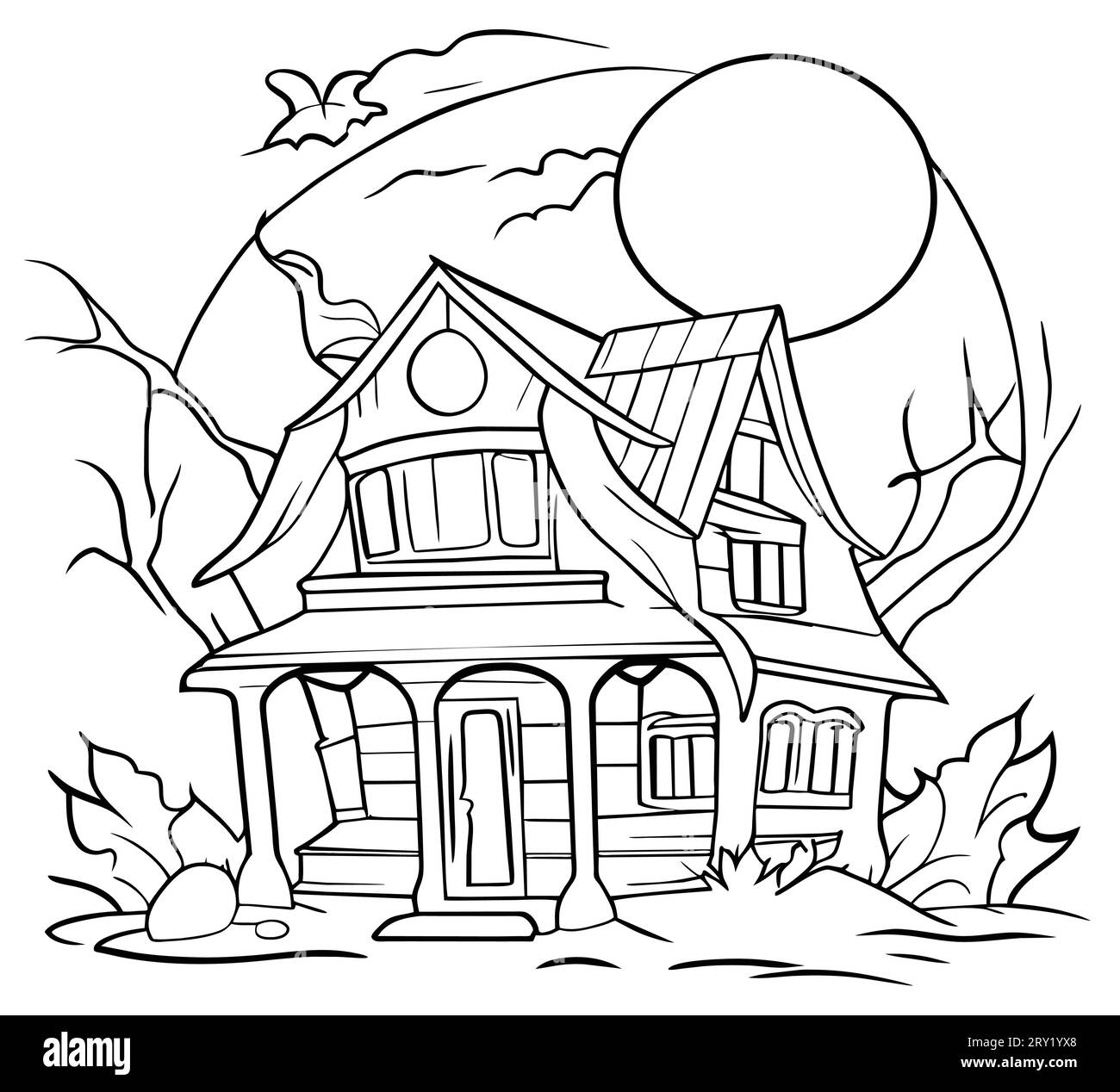 Get This Amazing Spooky House themed Coloring Page Vector Stock Vector get-this-amazing-spooky-house-themed-coloring-page-vector-stock-vector