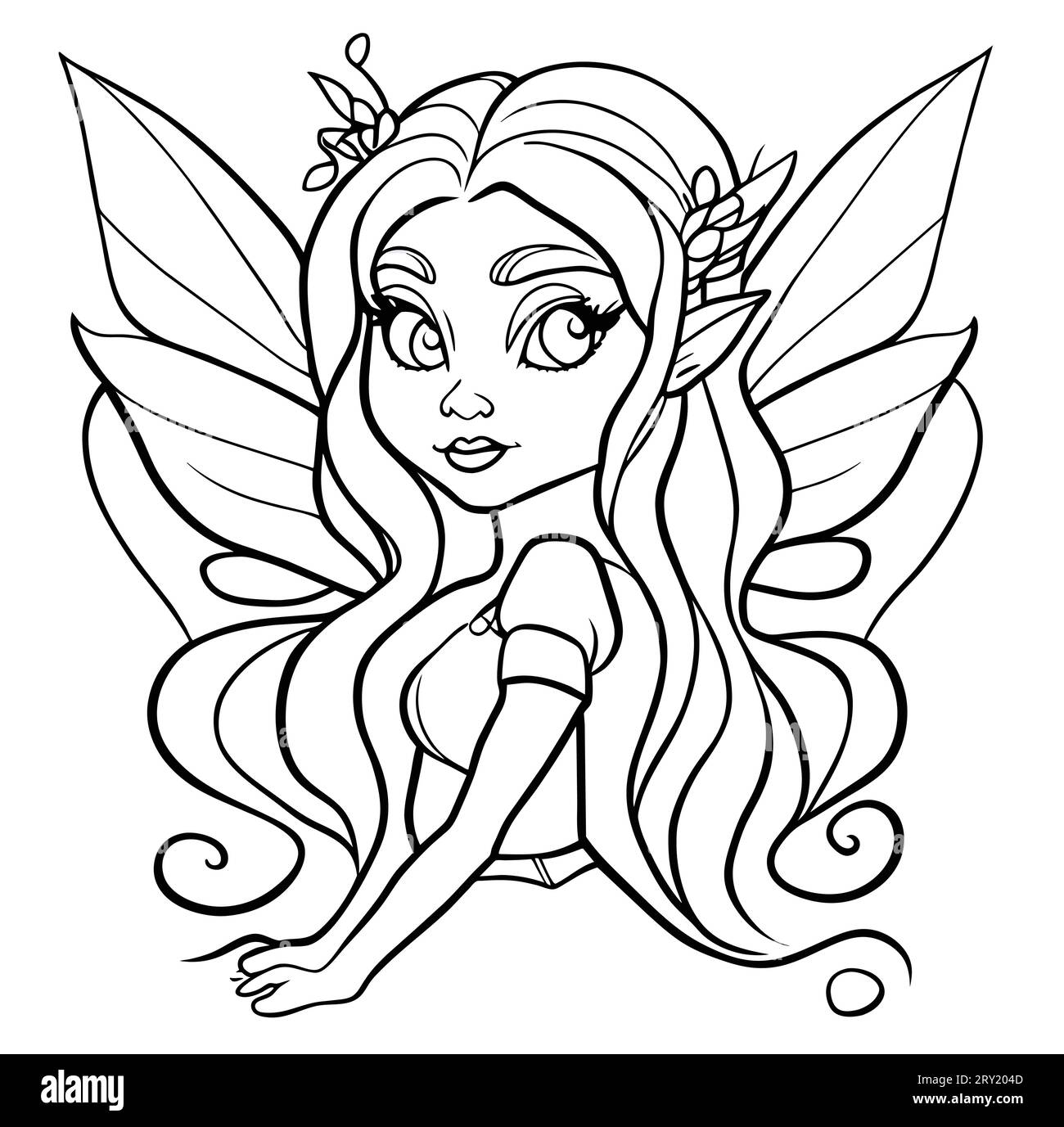 Get this amazing Beautiful Fairythemed coloring page vector Stock