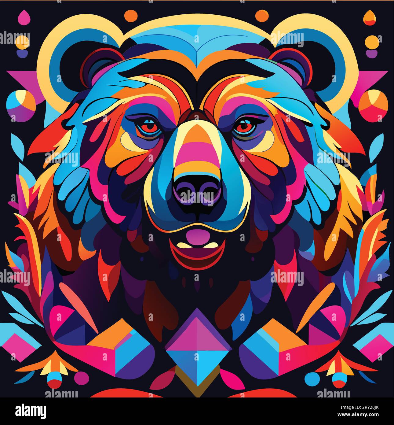 Colorful Geometric Bear Vector illustration Stock Vector