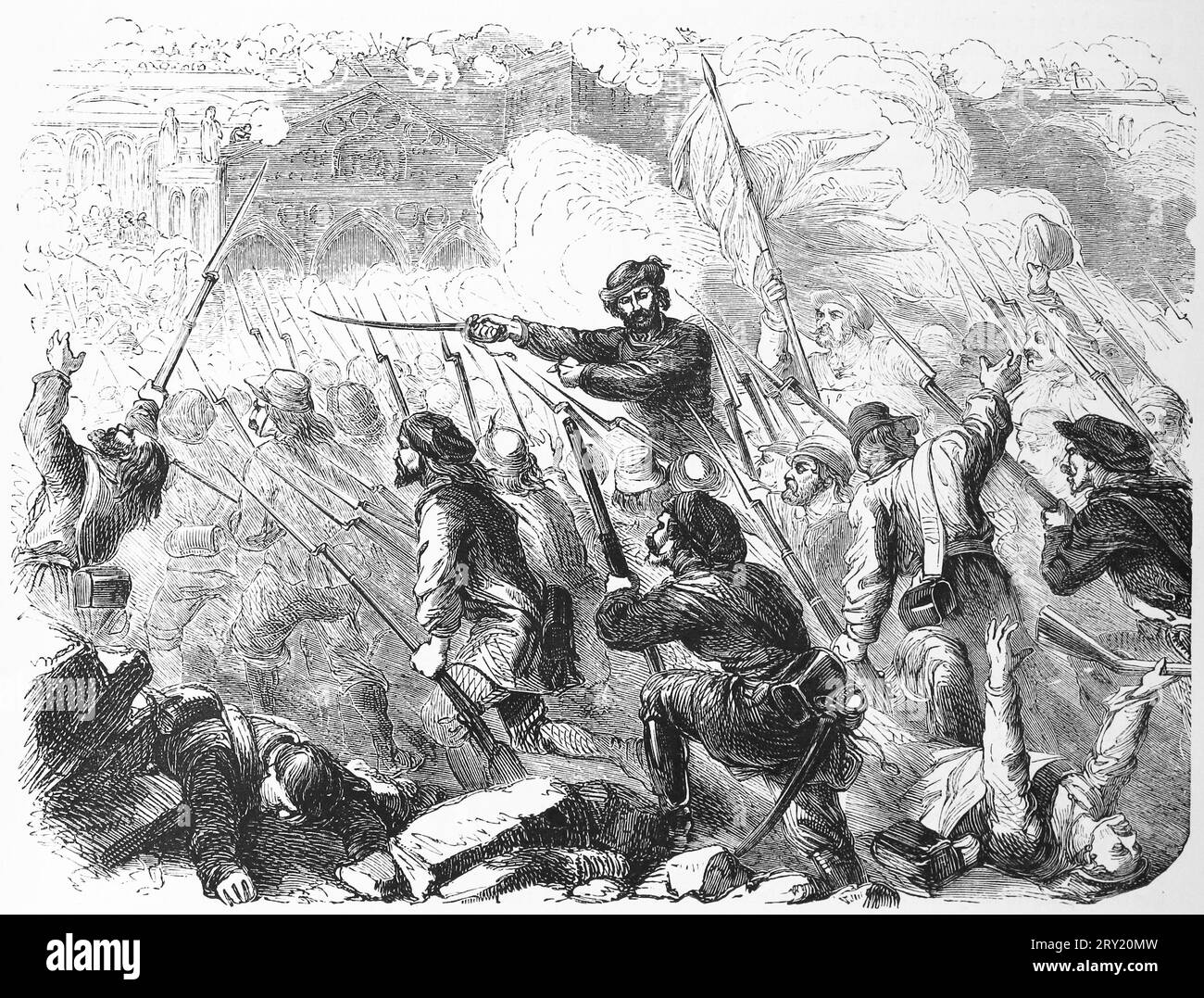General Garibaldi at Palermo, 1860; Black and White Illustration Stock Photo
