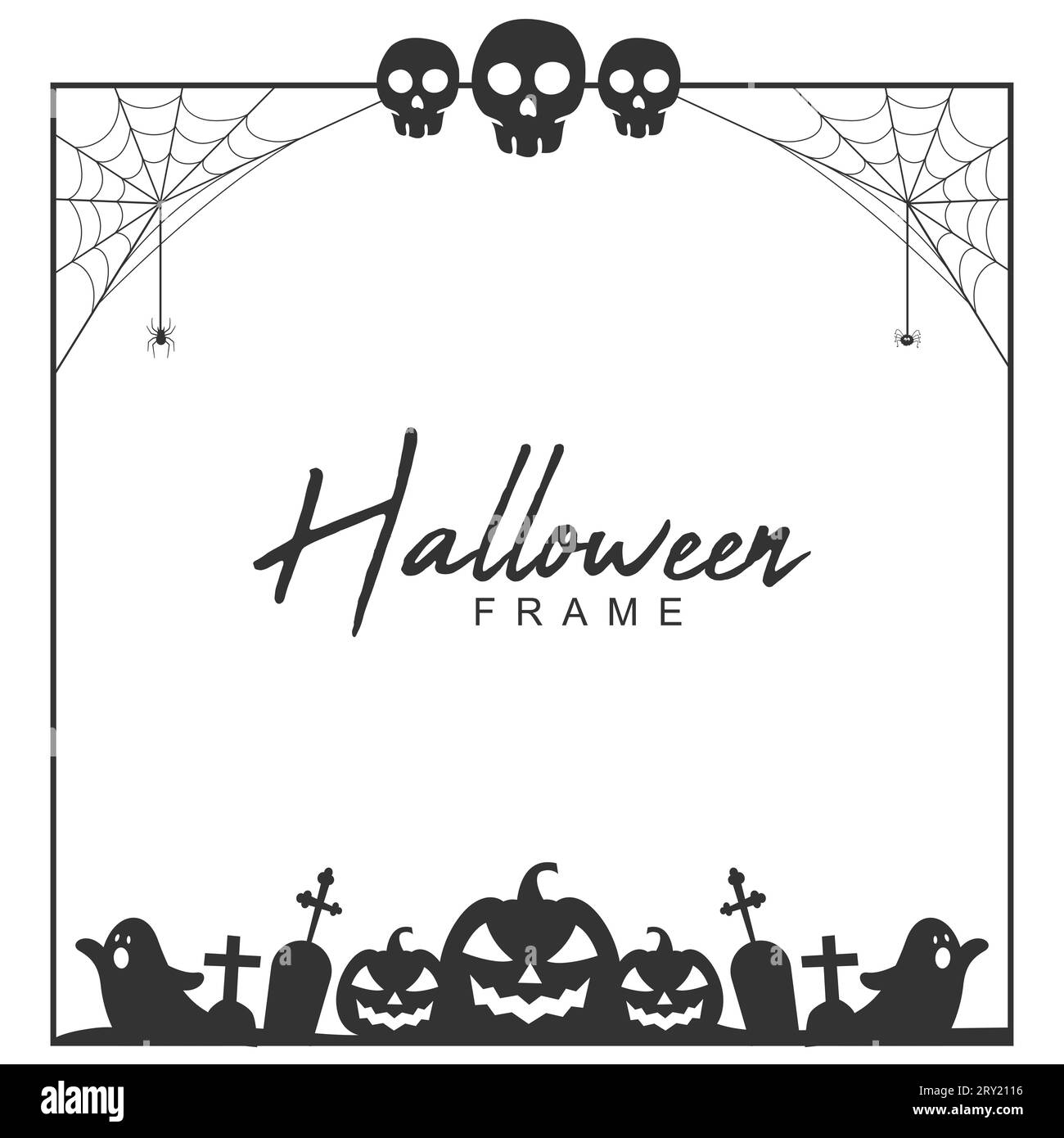Halloween frame border silhouette with halloween elements Stock Vector