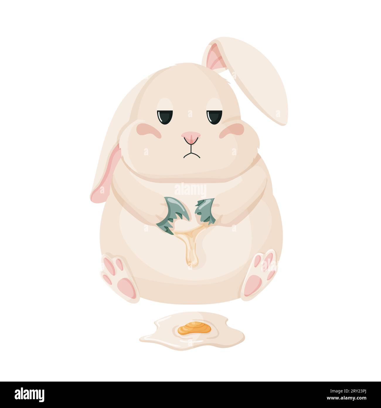 Spring easter bunny. Easter bunny sitting with a broken egg Stock ...
