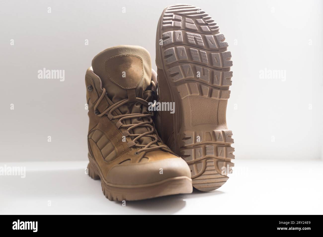 modern army boots isolated on white background stock photo Stock Photo