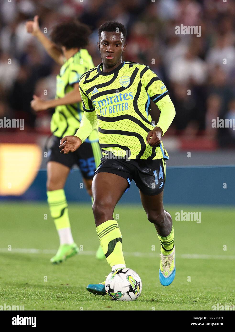 London, England, 27th September 2023. Eddie Nketiah of Arsenal during the Carabao Cup match at Gtech Community Stadium, London. Picture credit should read: Paul Terry / Sportimage Stock Photo